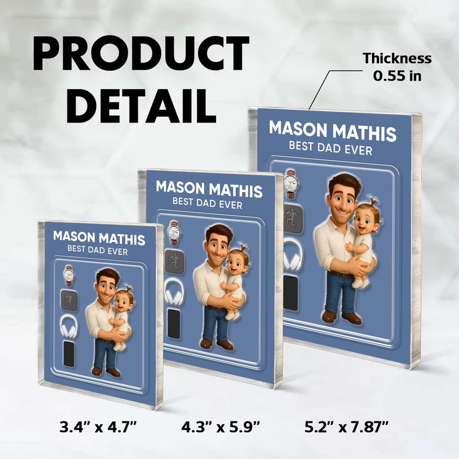 Best Dad Ever - Custom Photo Personalized Acrylic Block Plaque