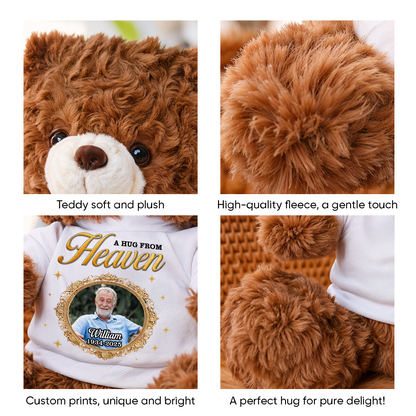 Memorial Teddy Bear - A Cuddle From Heaven - Custom Name and Photo Teddy Bear