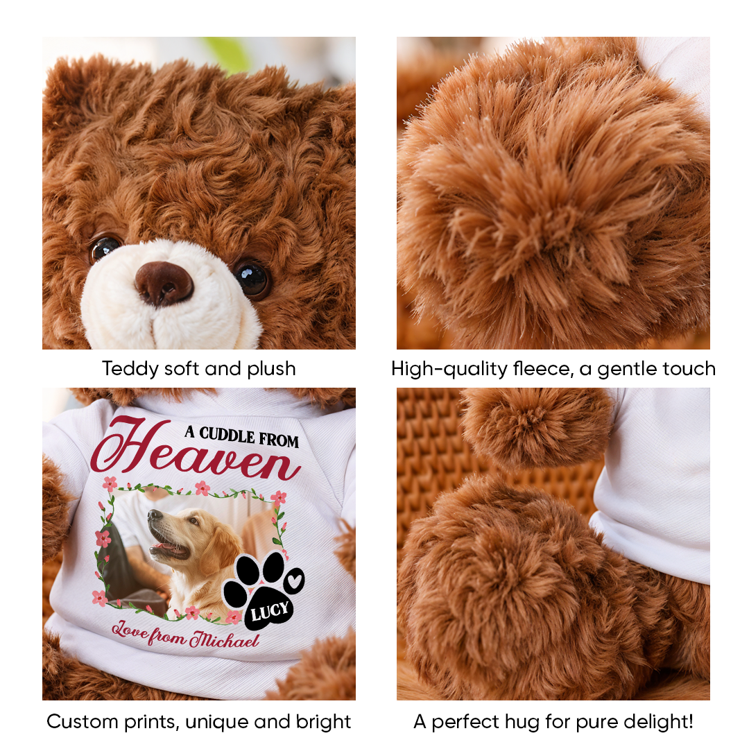 A Cuddle From Heaven - Memorial Gift - Custom Name and Photo Teddy Bear
