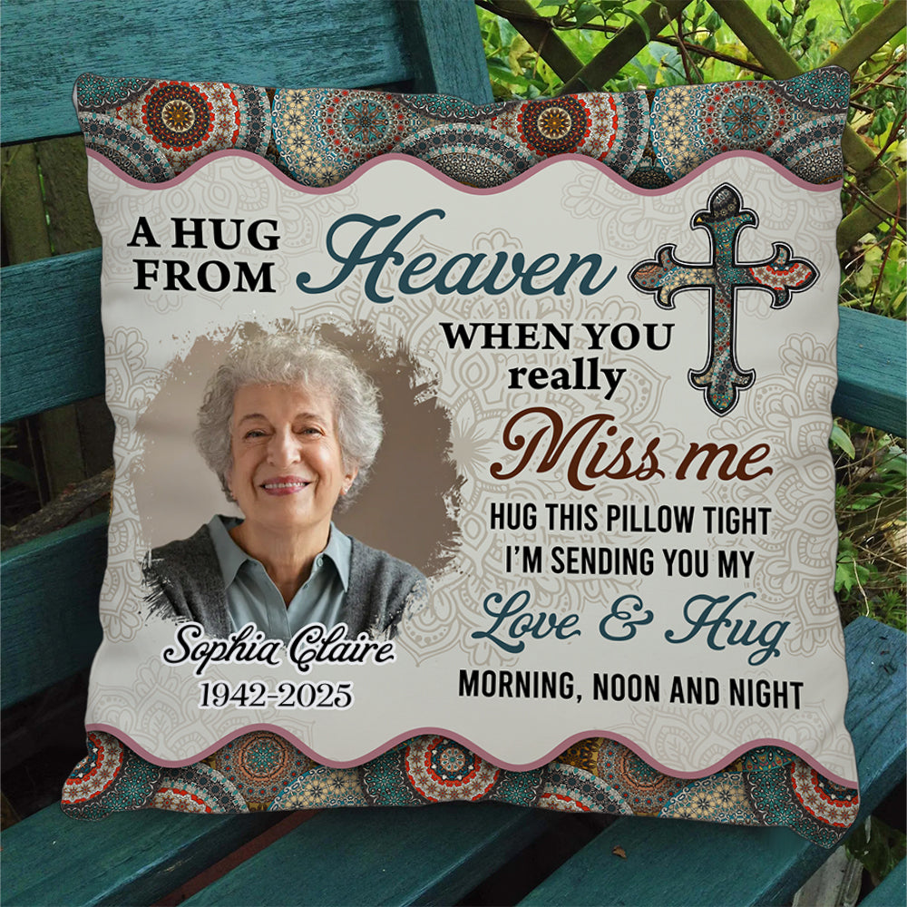 Custom Name and Photo Pillow - Memorial Personalized Custom Pillow - Sympathy Gift For Family Members