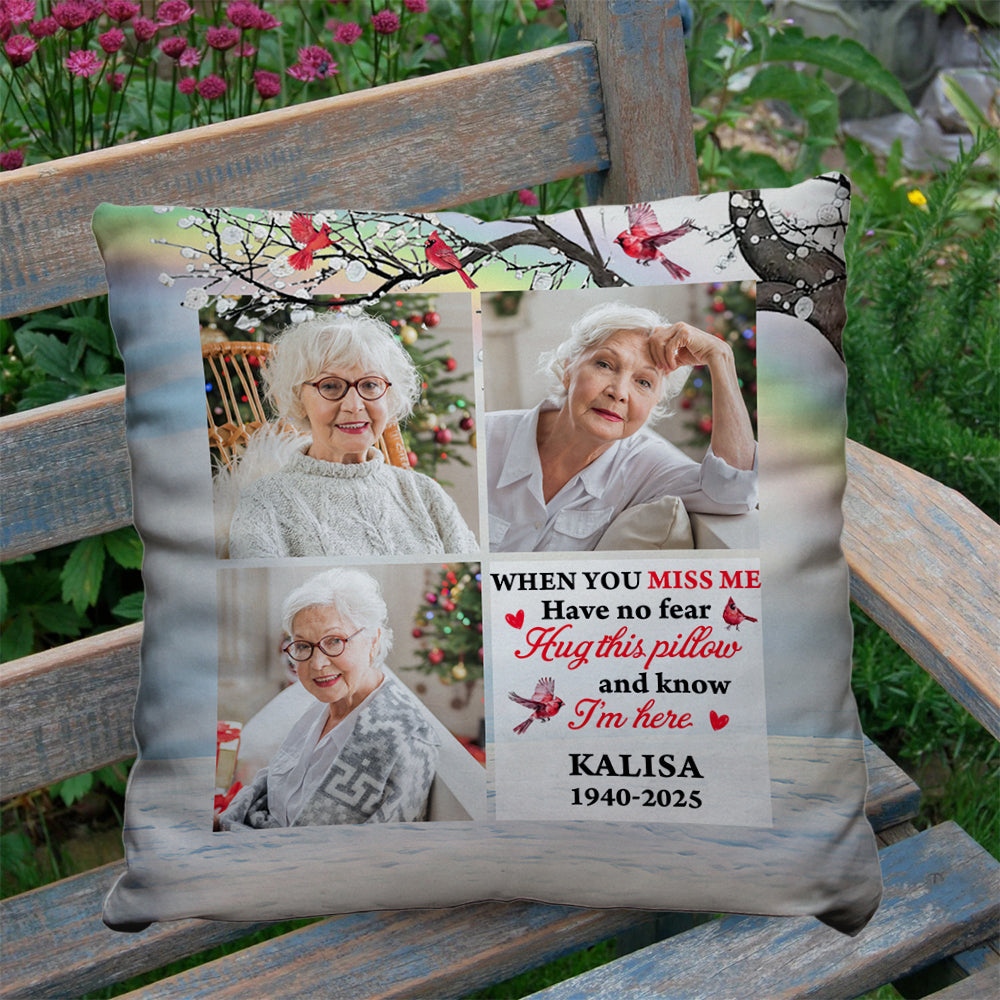When You Miss Me - Custom Name and Photo Pillow - Sympathy Gift