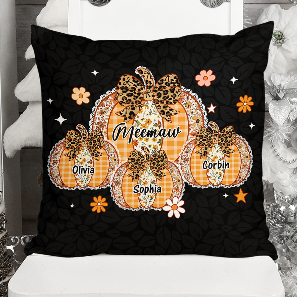 Custom Name Pumpkin Kids - Personalized Pillow - Grandma Gift