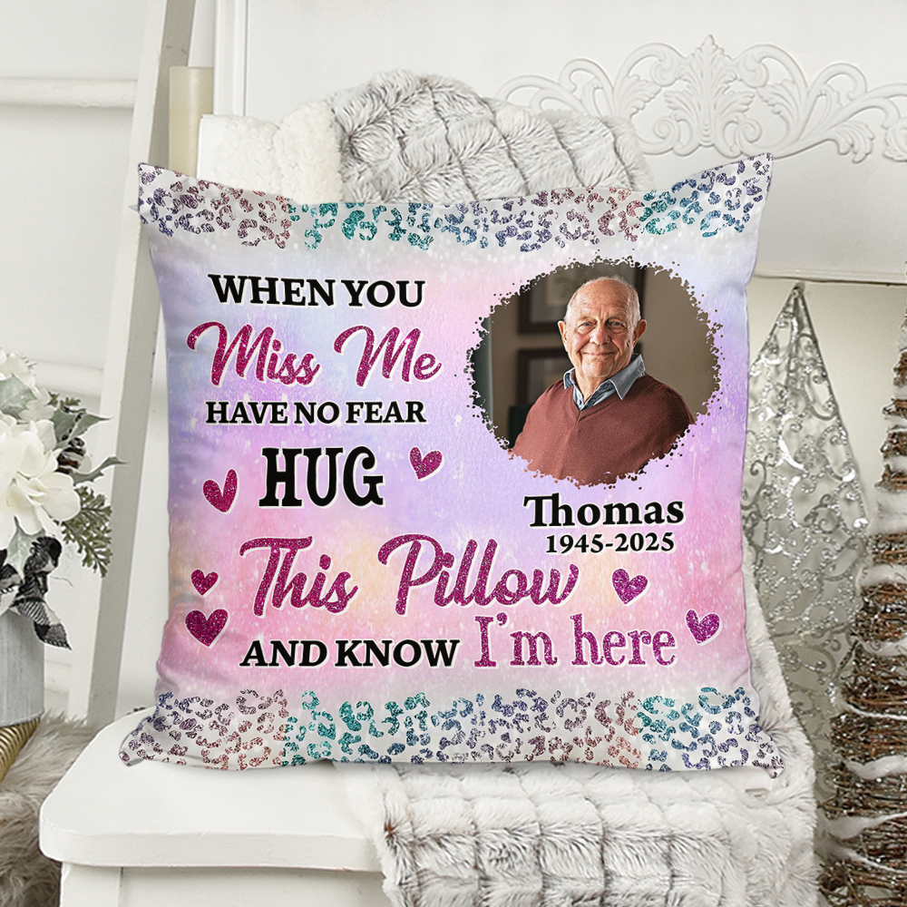 Custom Name and Photo - Personalized Memorial Pillow - Sympathy Gift