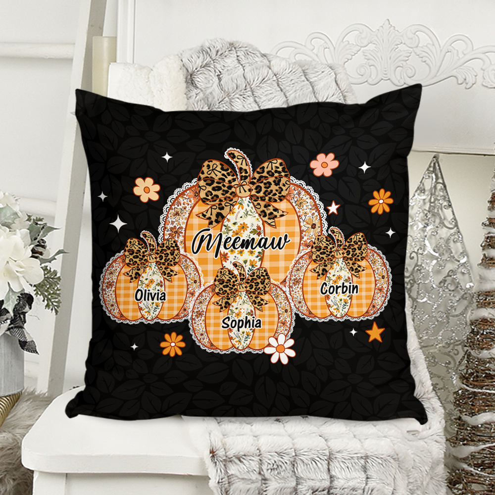 Custom Name Pumpkin Kids - Personalized Pillow - Grandma Gift
