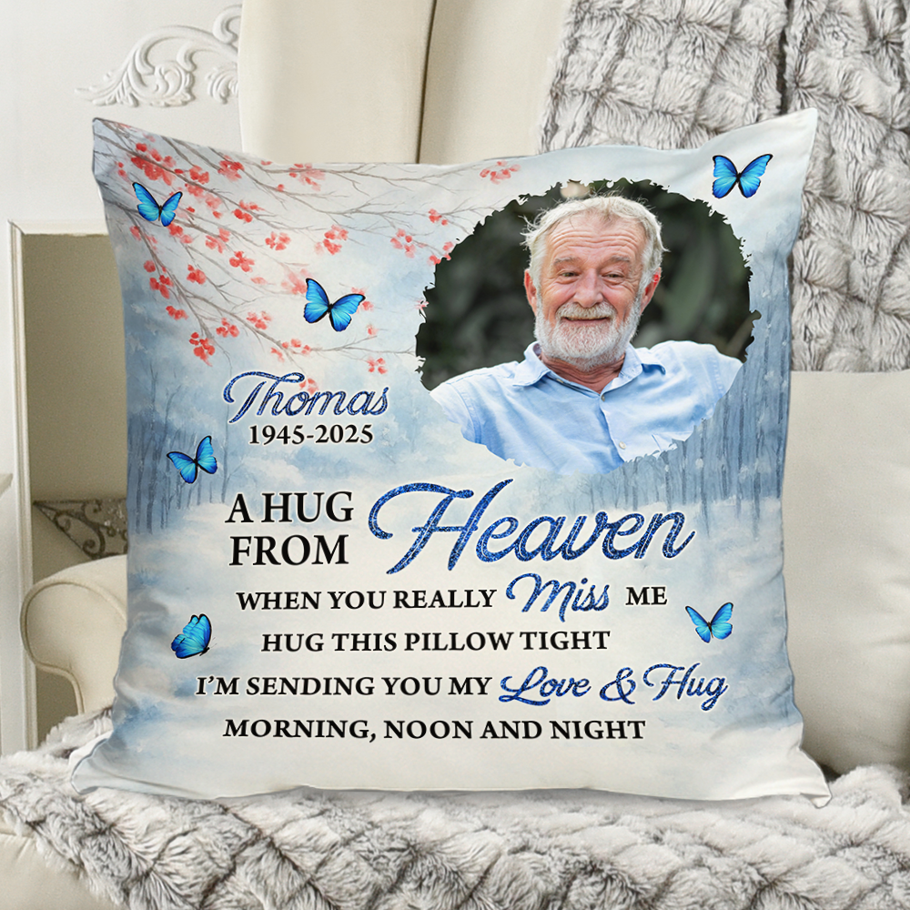 When You Miss Me - Memorial Pillow - Custom Name and Photo Pillow - Memorial Gift