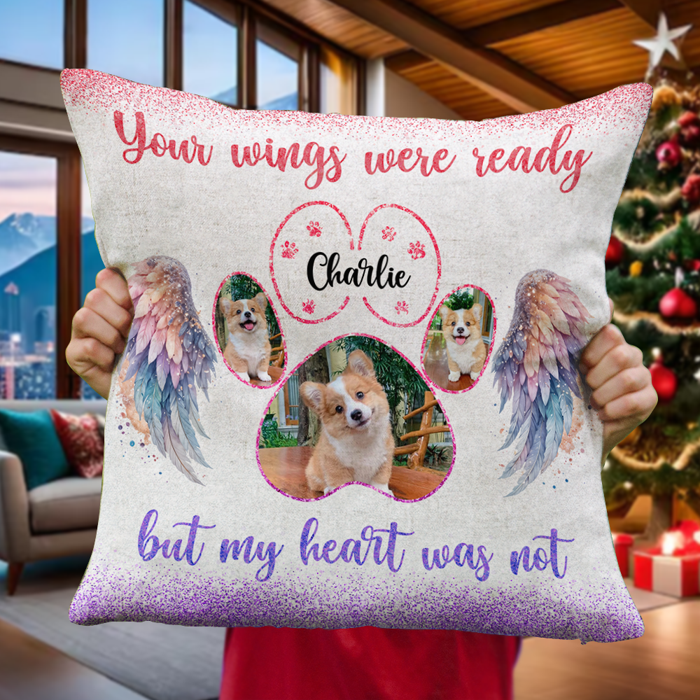 Custom Pet Name and Photo - Personalized Memorial Pillow - Pet Memorial Gift