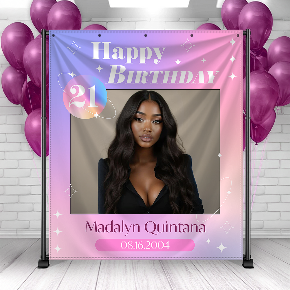 Personalized Birthday Backdrop, Custom Birthday Party Decorations