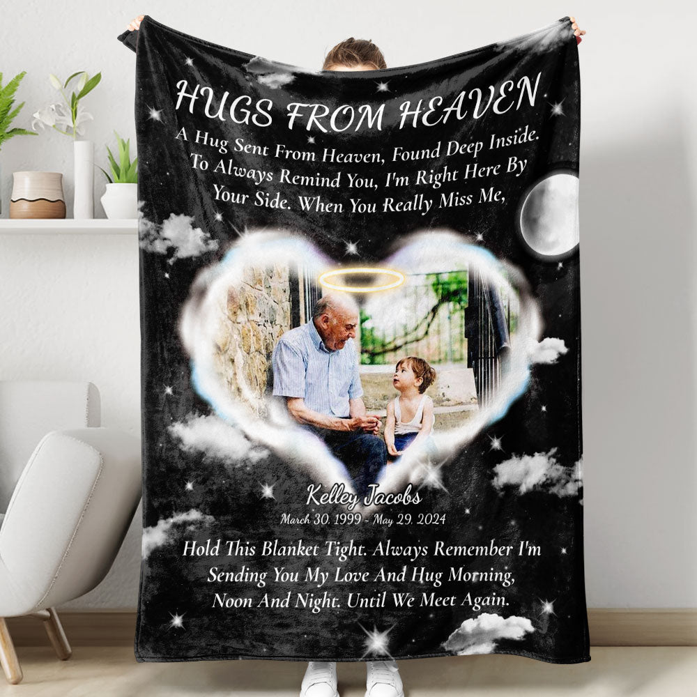 Hugs From Heaven - Custom Memorial Gift - Personalized Memorial Custom Blanket