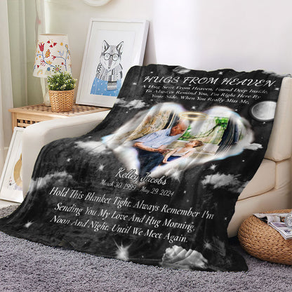 Hugs From Heaven - Custom Memorial Gift - Personalized Memorial Custom Blanket