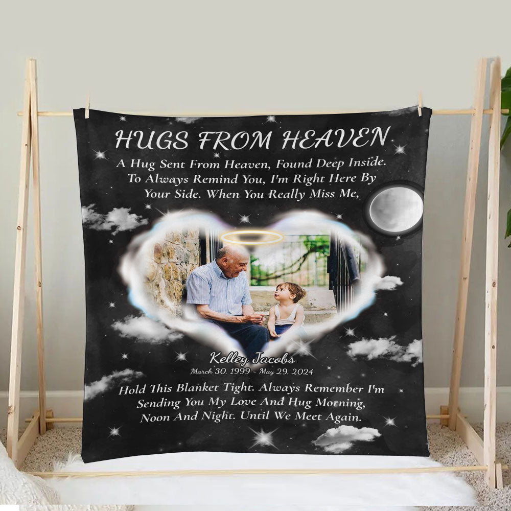Hugs From Heaven - Custom Memorial Gift - Personalized Memorial Custom Blanket