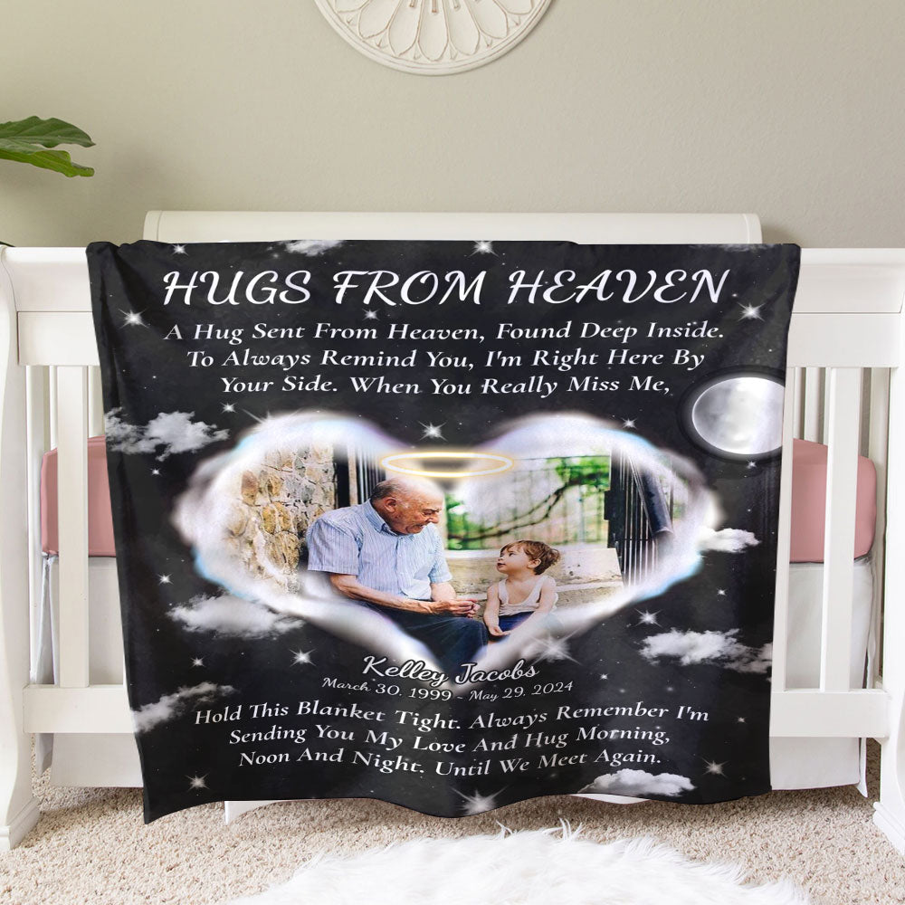 Hugs From Heaven - Custom Memorial Gift - Personalized Memorial Custom Blanket