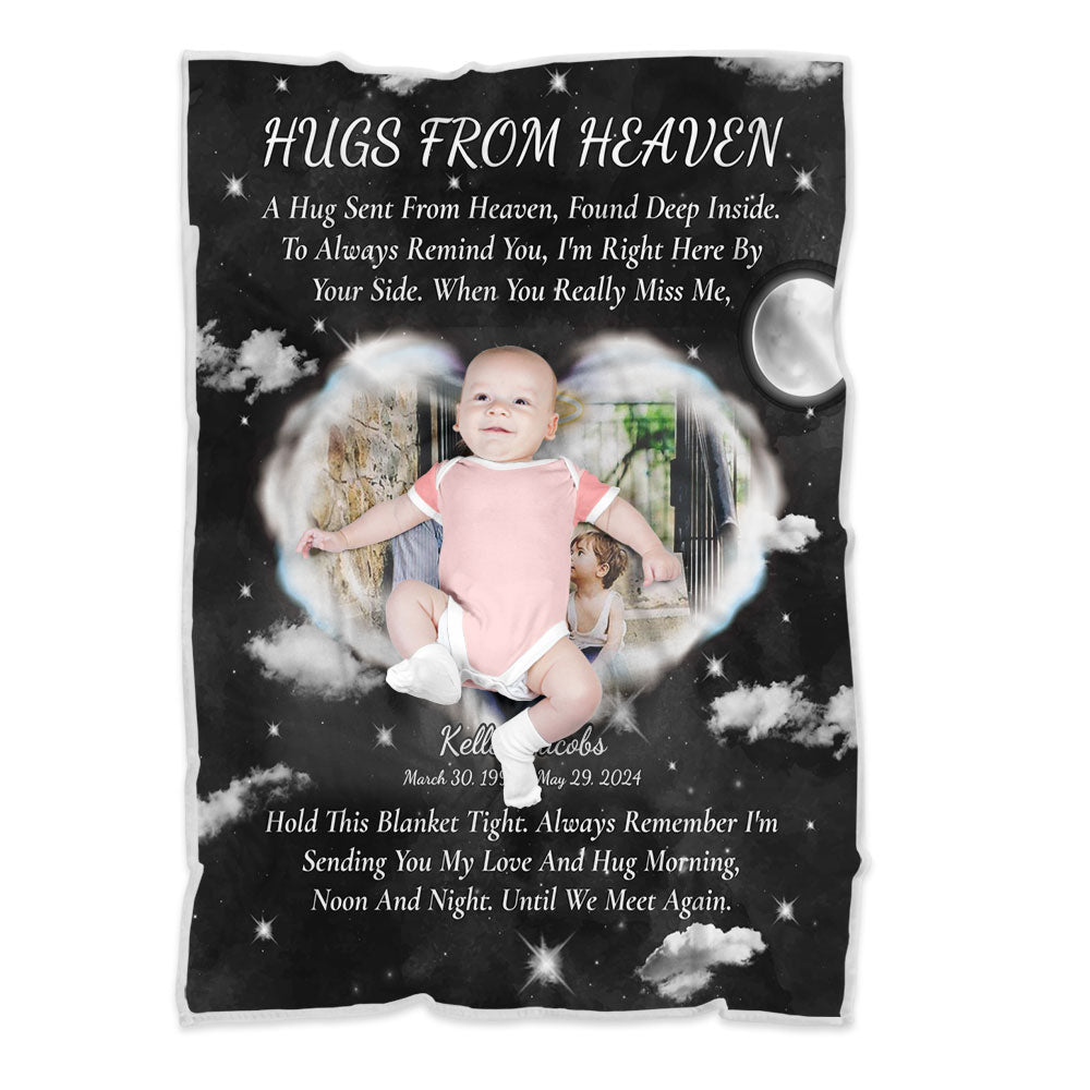 Hugs From Heaven - Custom Memorial Gift - Personalized Memorial Custom Blanket