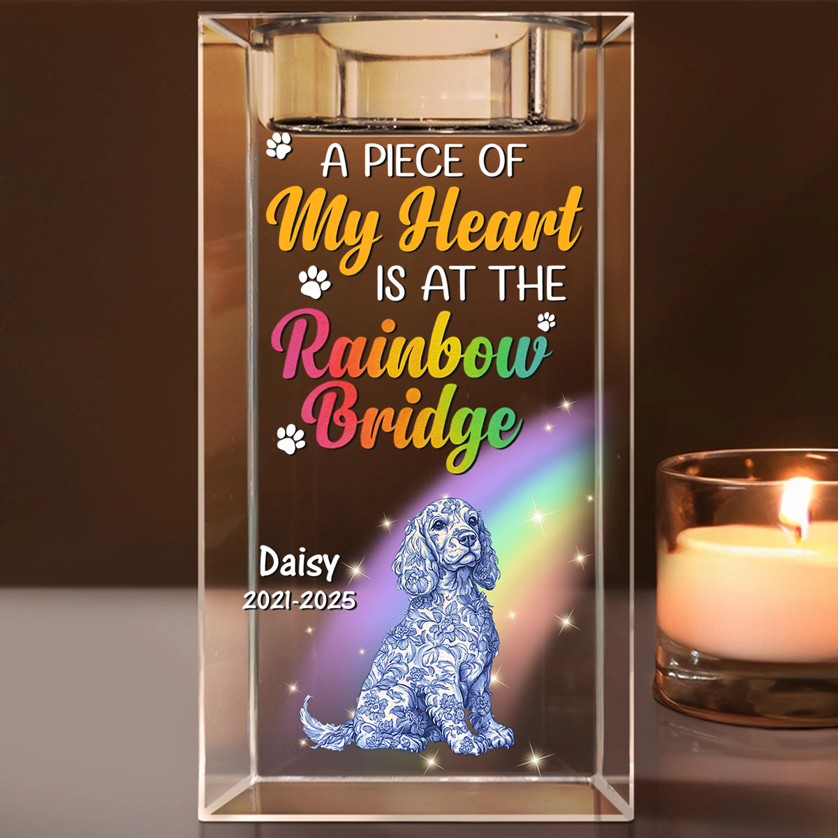 A Piece Of My Heart - Personalized Crystal Candle Holder
