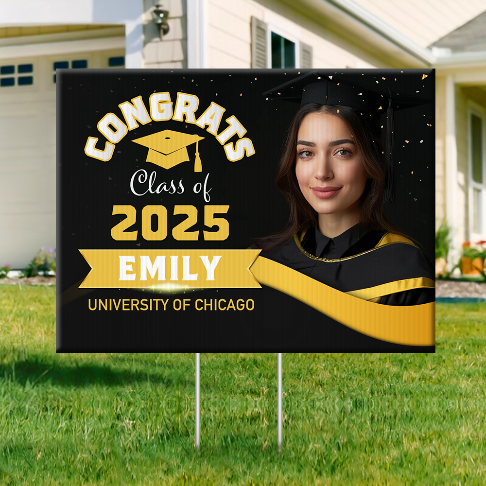 Congrats Class of 2025 Lawn Sign, Personalized Graduate 2025 Graduation Lawn Sign