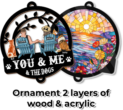 You & Me And The Dogs - Ornament Hanging Piece With Crystal Charm - Couple Gift
