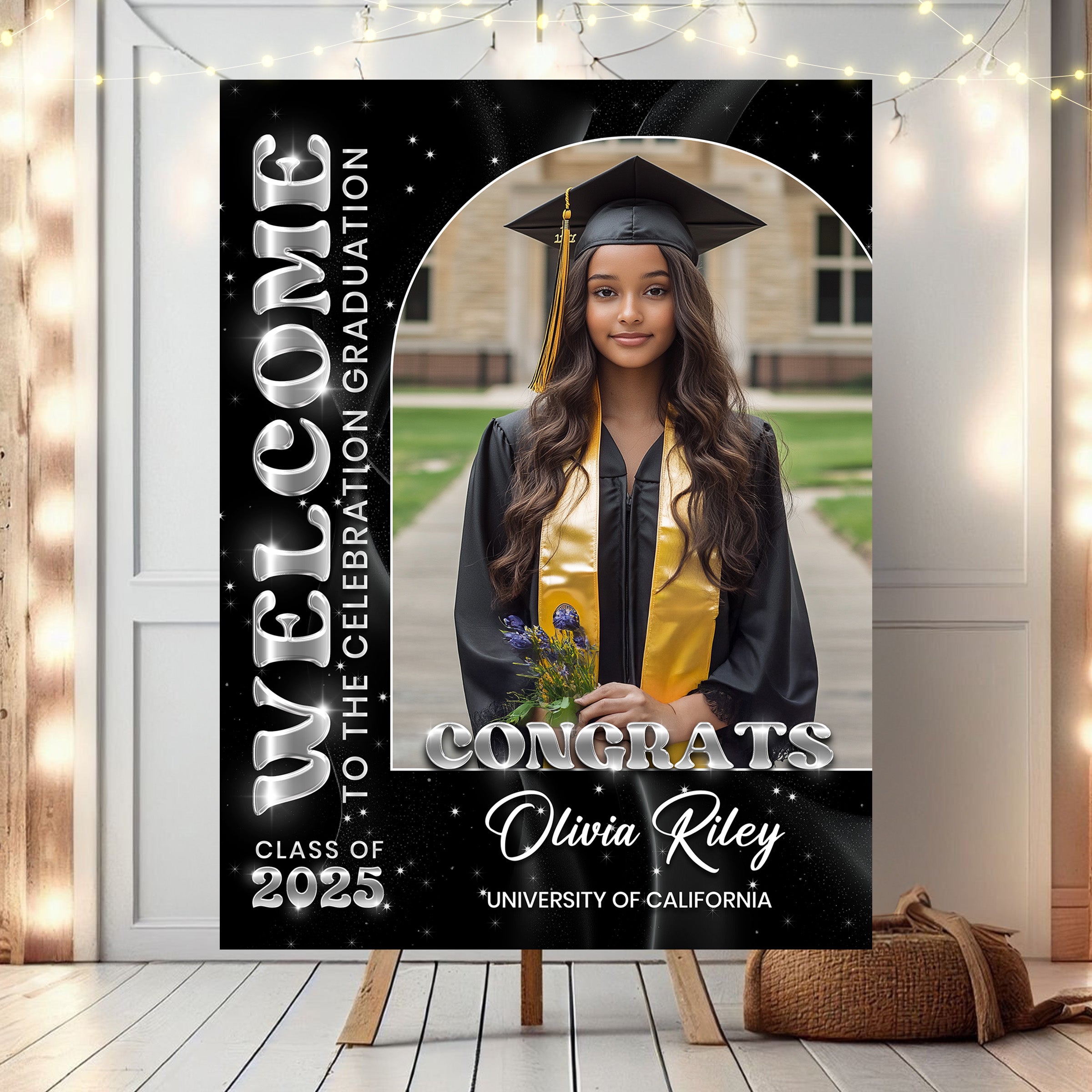 Welcome Graduation Party Sign - Custom Name, School Name & Photo Law Sign - Class of 2025