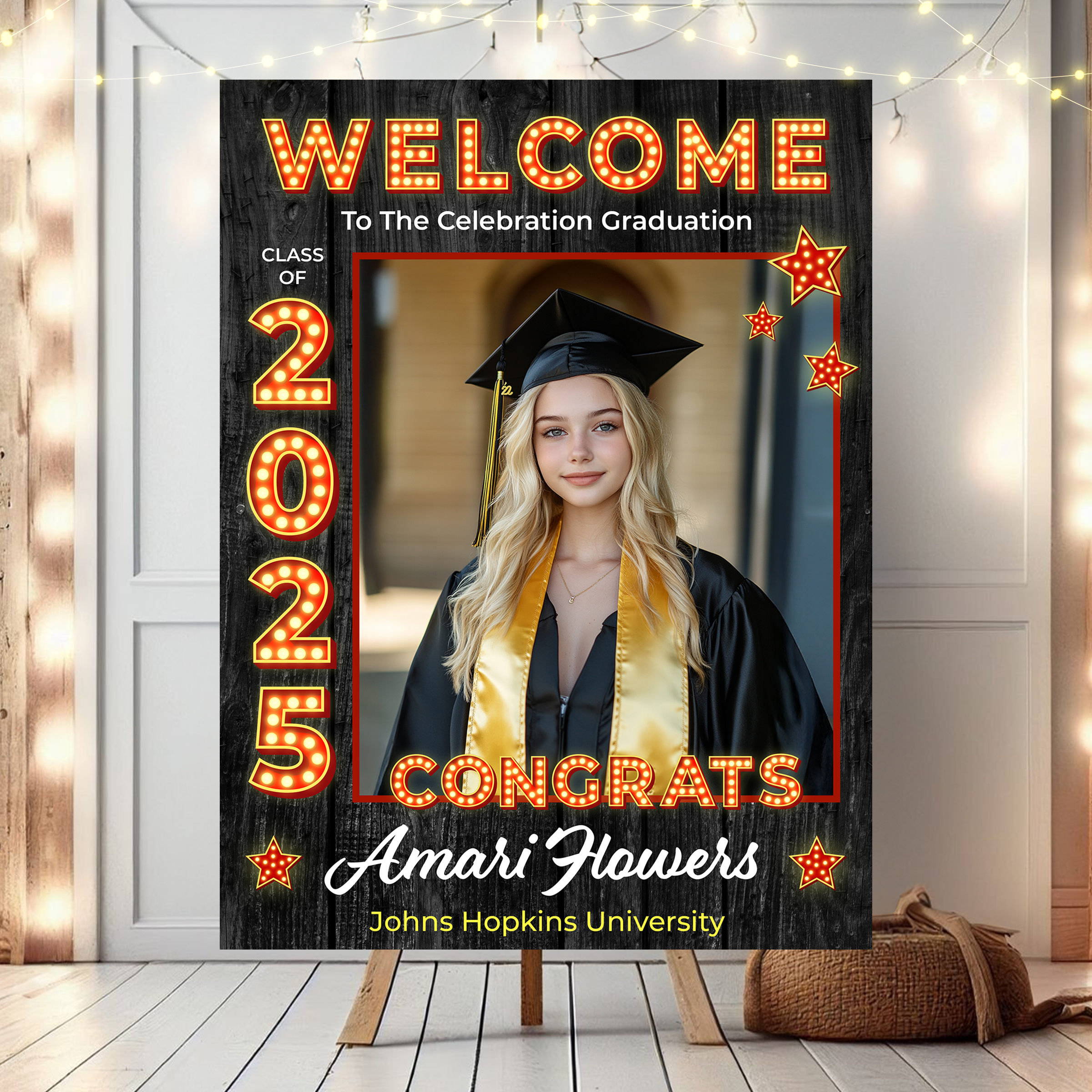 Custom Class Of 2025 - Graduation Party Welcome Sign - Custom Photo Grad Party Sign - Personalized Graduation Sign For Party