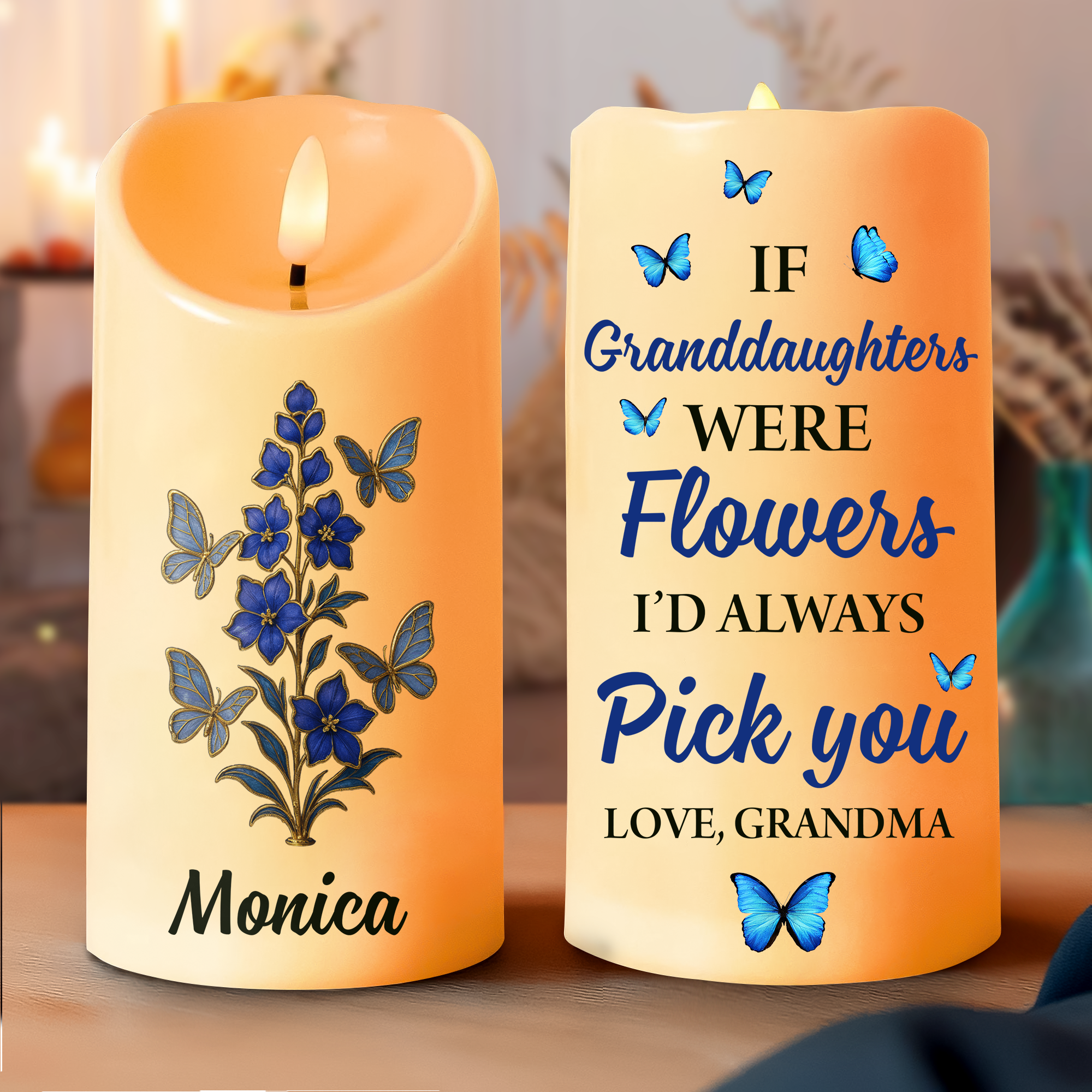 If Granddaughters Were Flowers I'd Always Pick You - Personalize Memorial Photo LED Candle