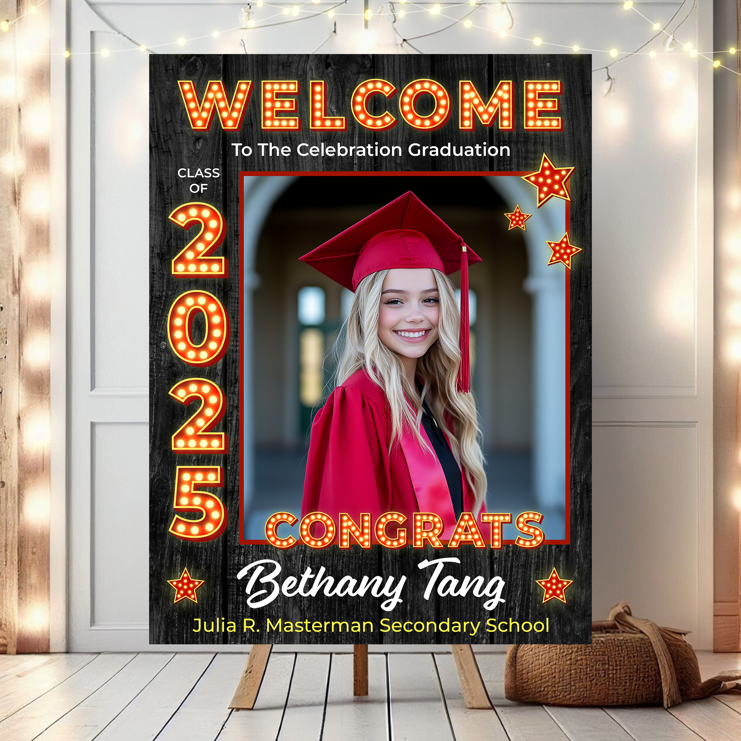 Custom Class Of 2025 - Graduation Party Welcome Sign - Custom Photo Grad Party Sign - Personalized Graduation Sign For Party