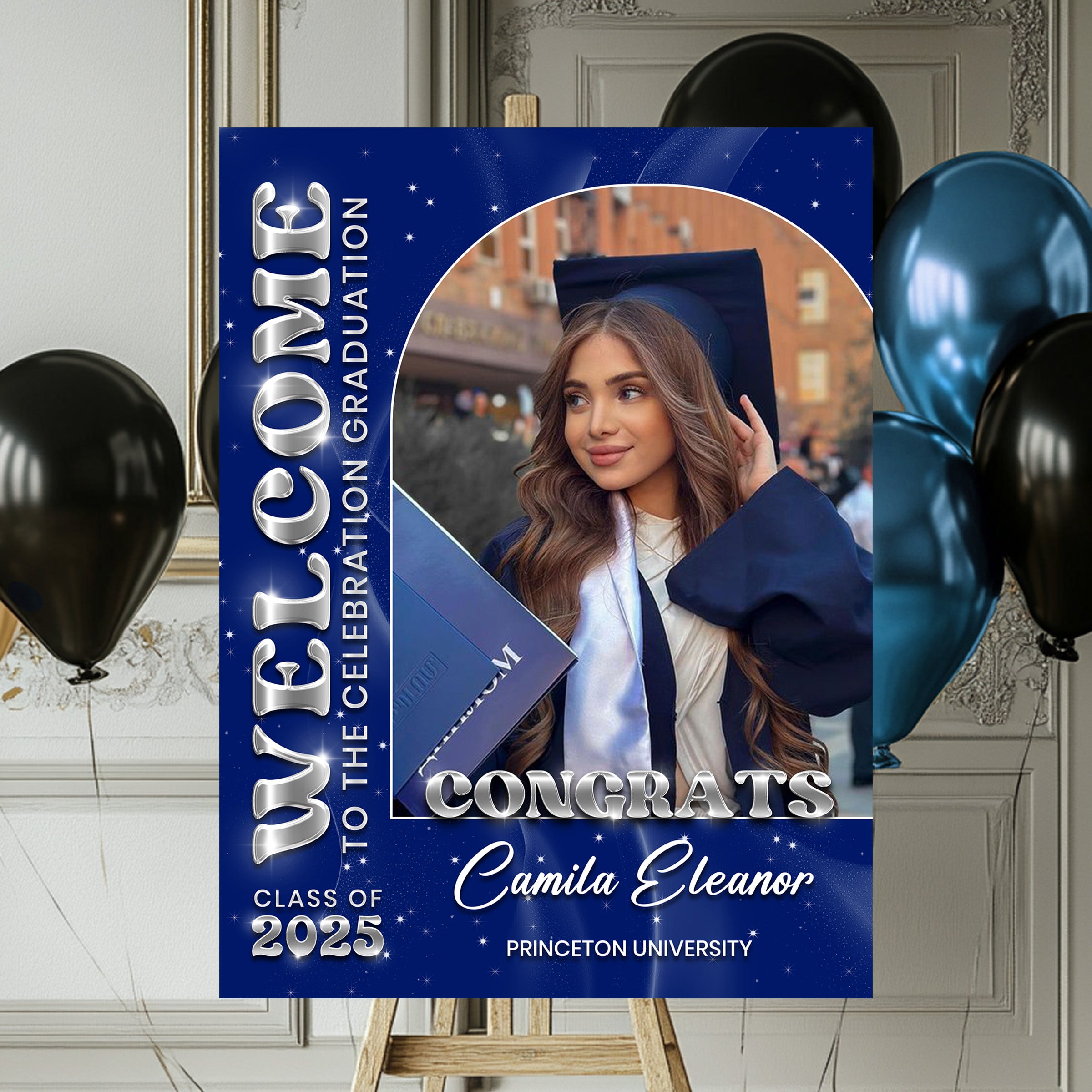Welcome Graduation Party Sign - Custom Name, School Name & Photo Law Sign - Class of 2025