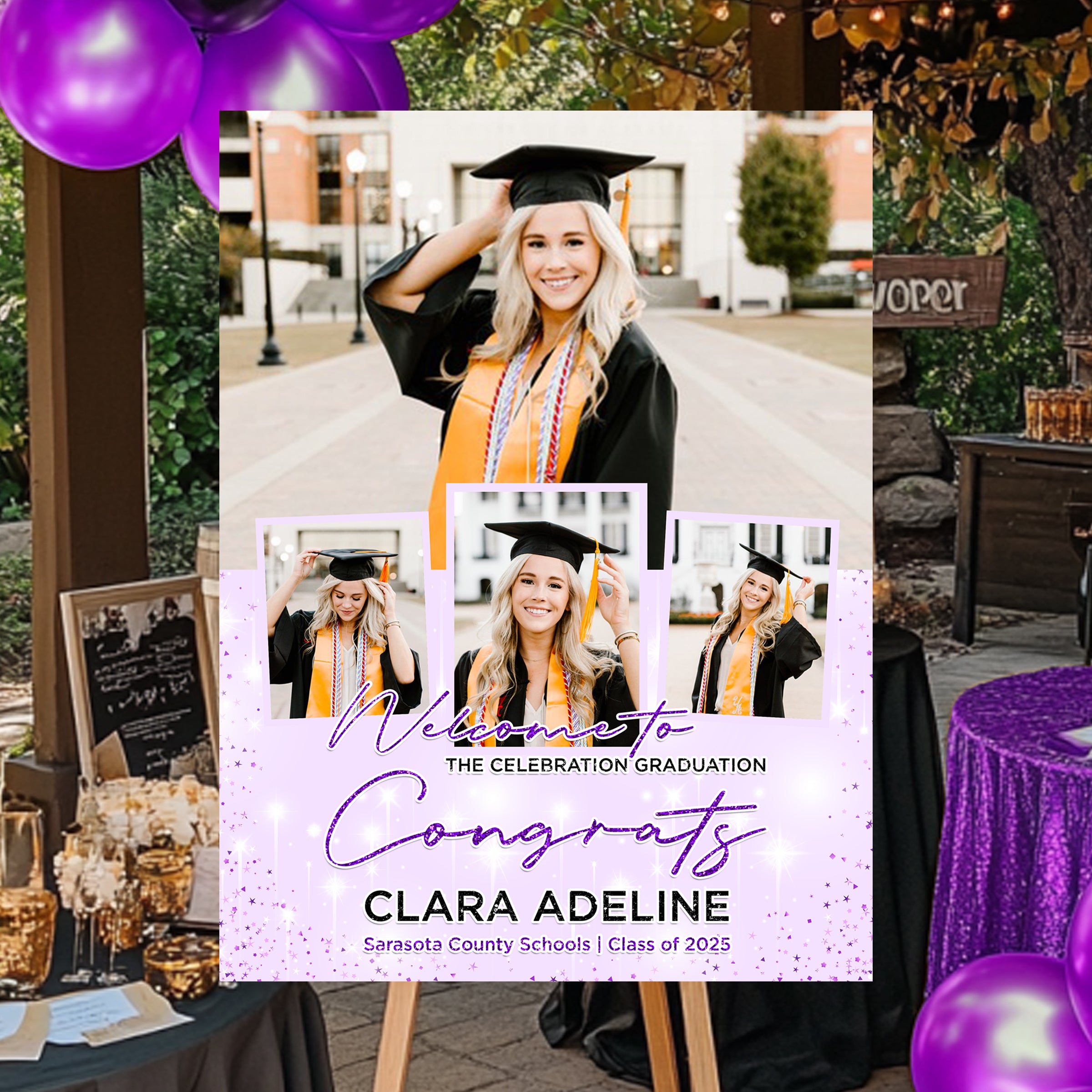 Personalized Graduation Welcome Sign – Custom Name, School & Photo for Class of 2025