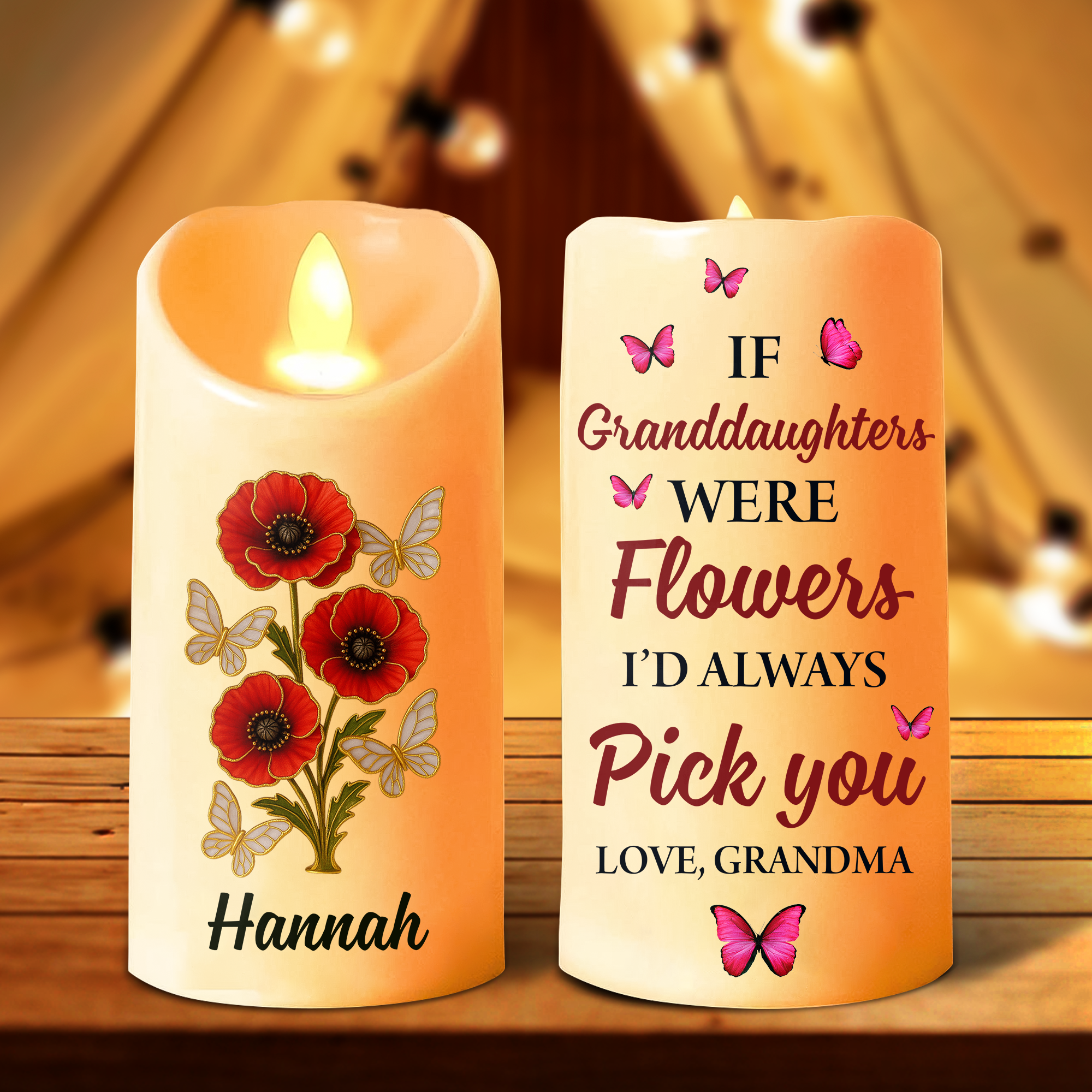 If Granddaughters Were Flowers I'd Always Pick You - Personalize Memorial Photo LED Candle
