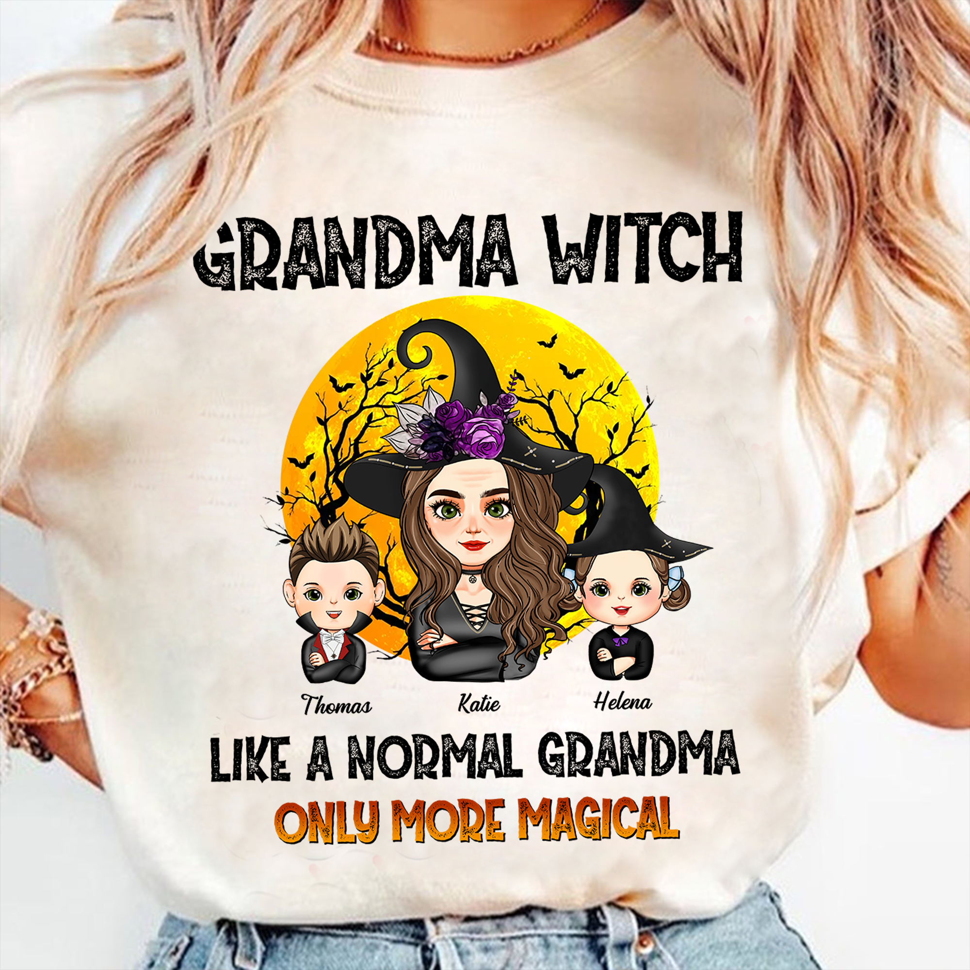 Custom Grandma Halloween Shirt - Personalized Shirt Custom T-shirt - Halloween Funny Gift
