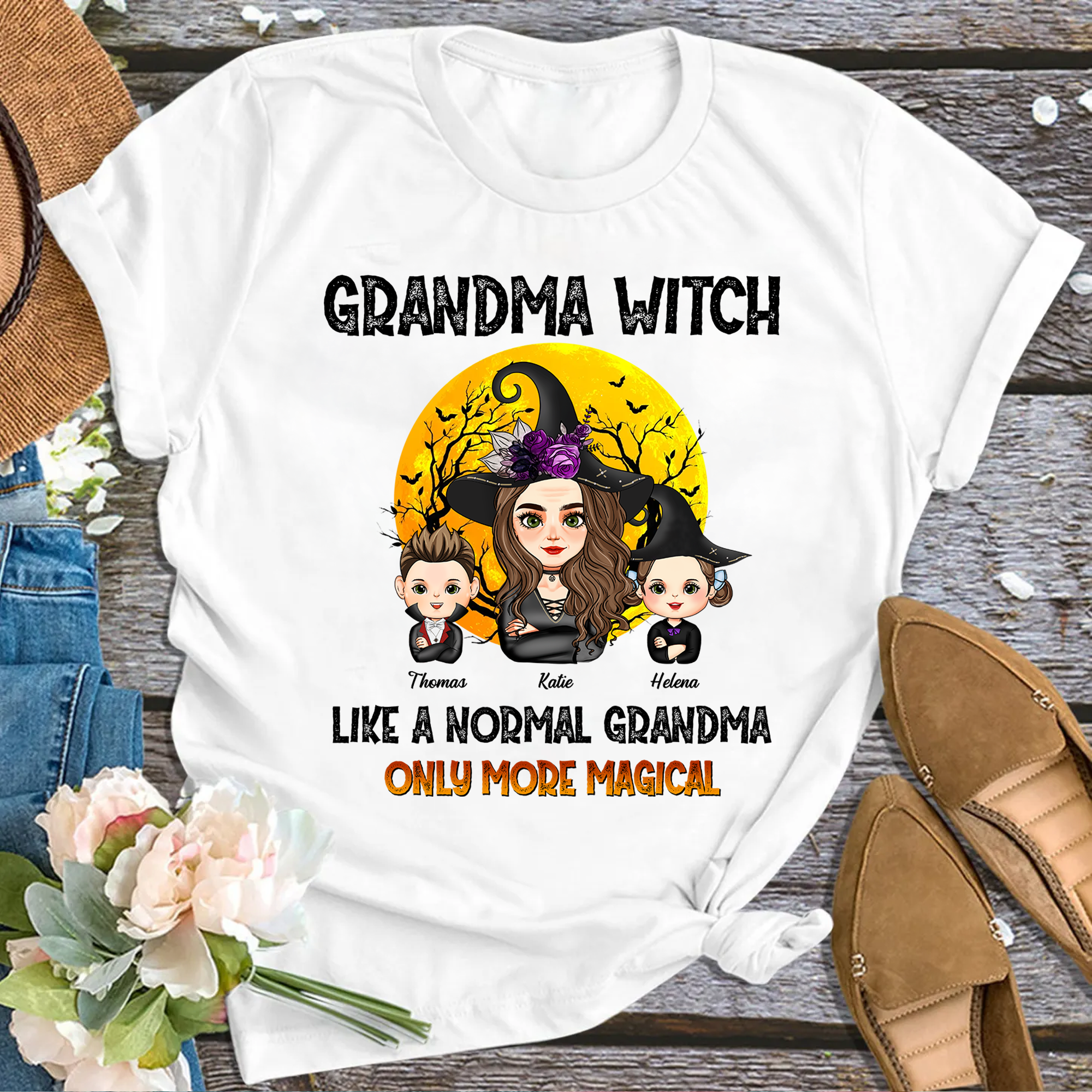 Custom Grandma Halloween Shirt - Personalized Shirt Custom T-shirt - Halloween Funny Gift