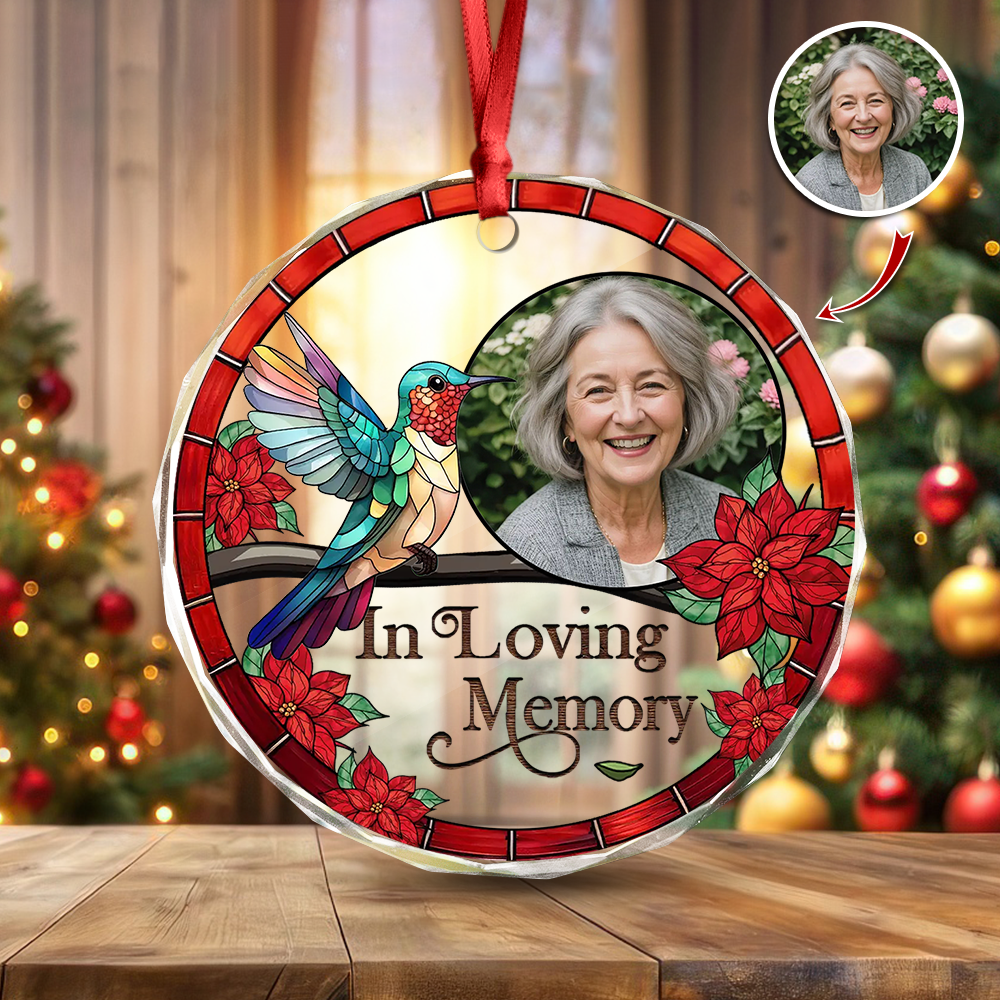 I'm Always With You - Custom Name and Photo - Personalized Memorial Glass Ornament
