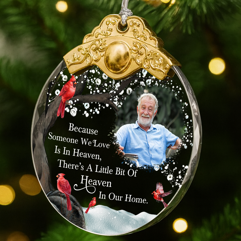 I'm Always With You - Custom Photo - Personalized Glass Ornament With Silver and Gold Cap - Memorial Gift