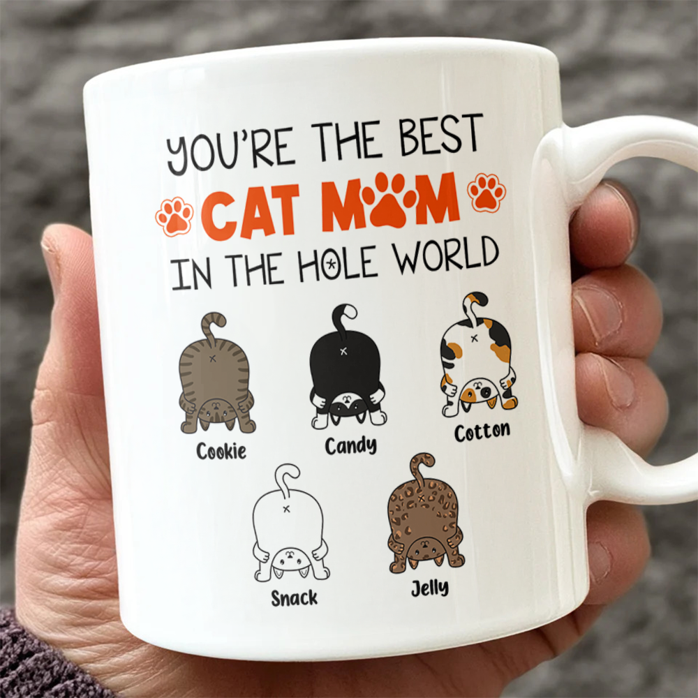 Best Cat Mom In The Hole World  - Cat Lover Mug - Personalized Custom Mug