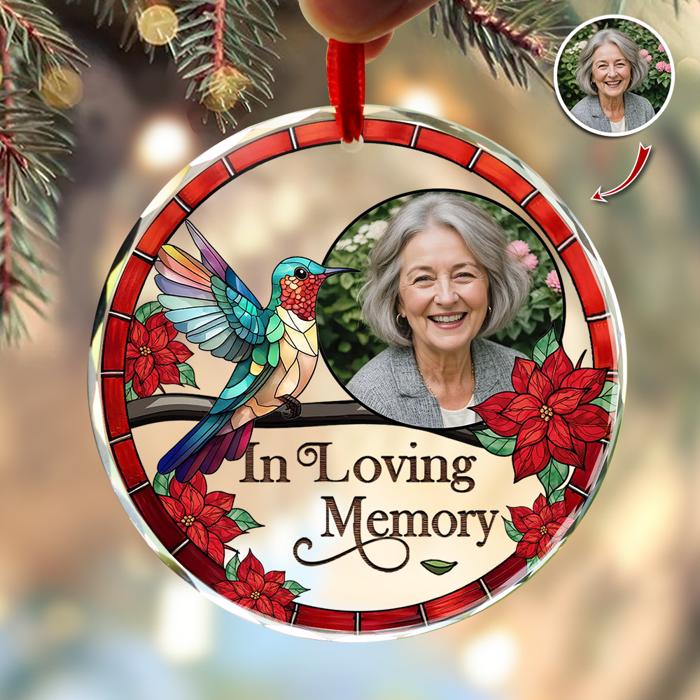 I'm Always With You - Custom Name and Photo - Personalized Memorial Glass Ornament