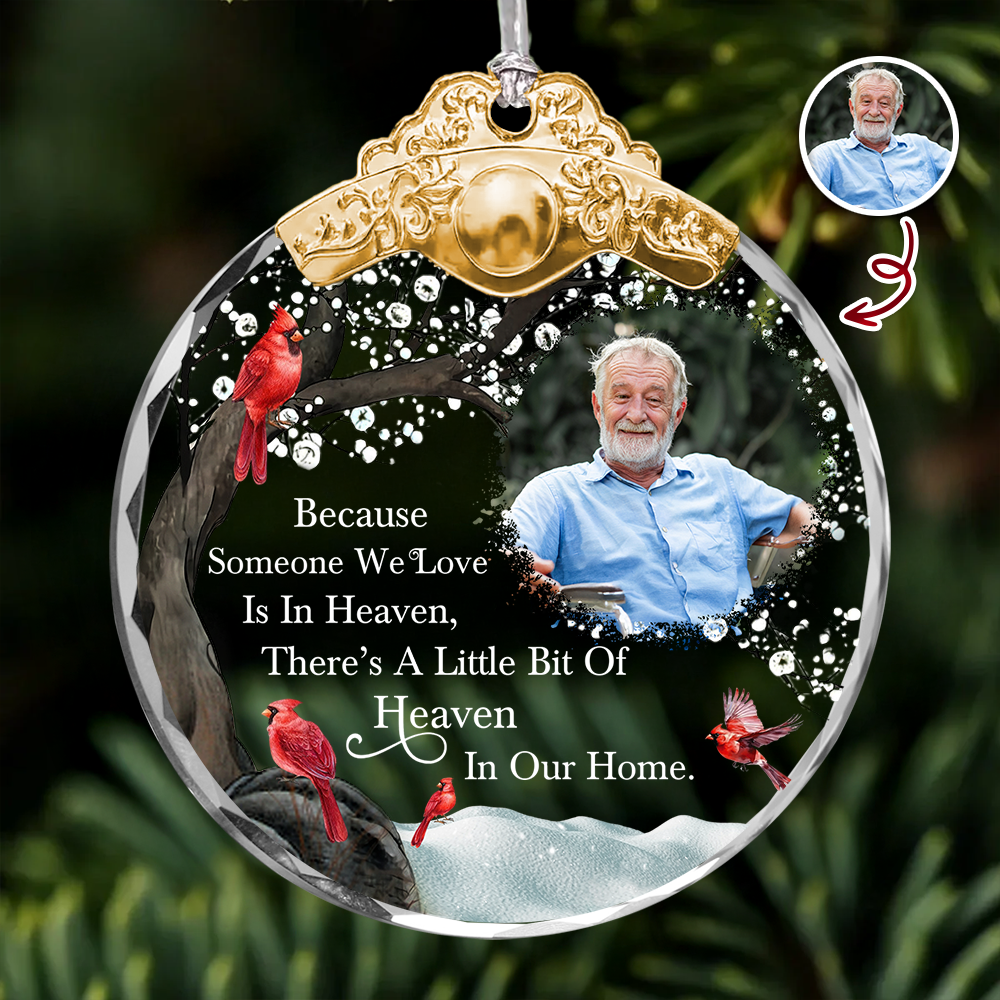 I'm Always With You - Custom Photo - Personalized Glass Ornament With Silver and Gold Cap - Memorial Gift