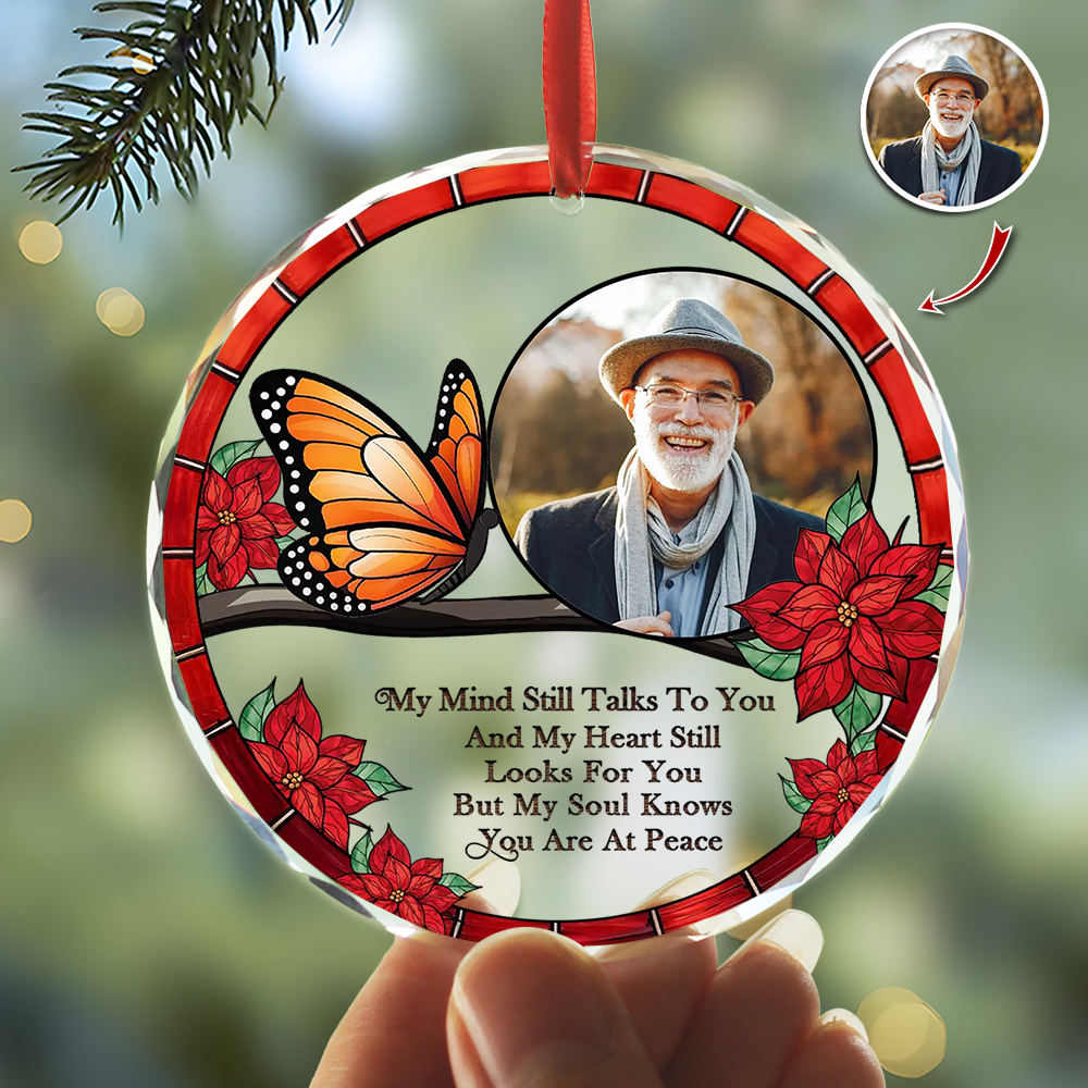 I'm Always With You - Custom Name and Photo - Personalized Memorial Glass Ornament