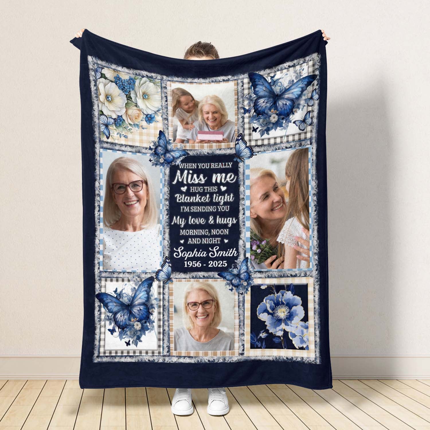 Hug This Blanket - Custom Name and Photo Memorial Blanket - Sympathy Gift