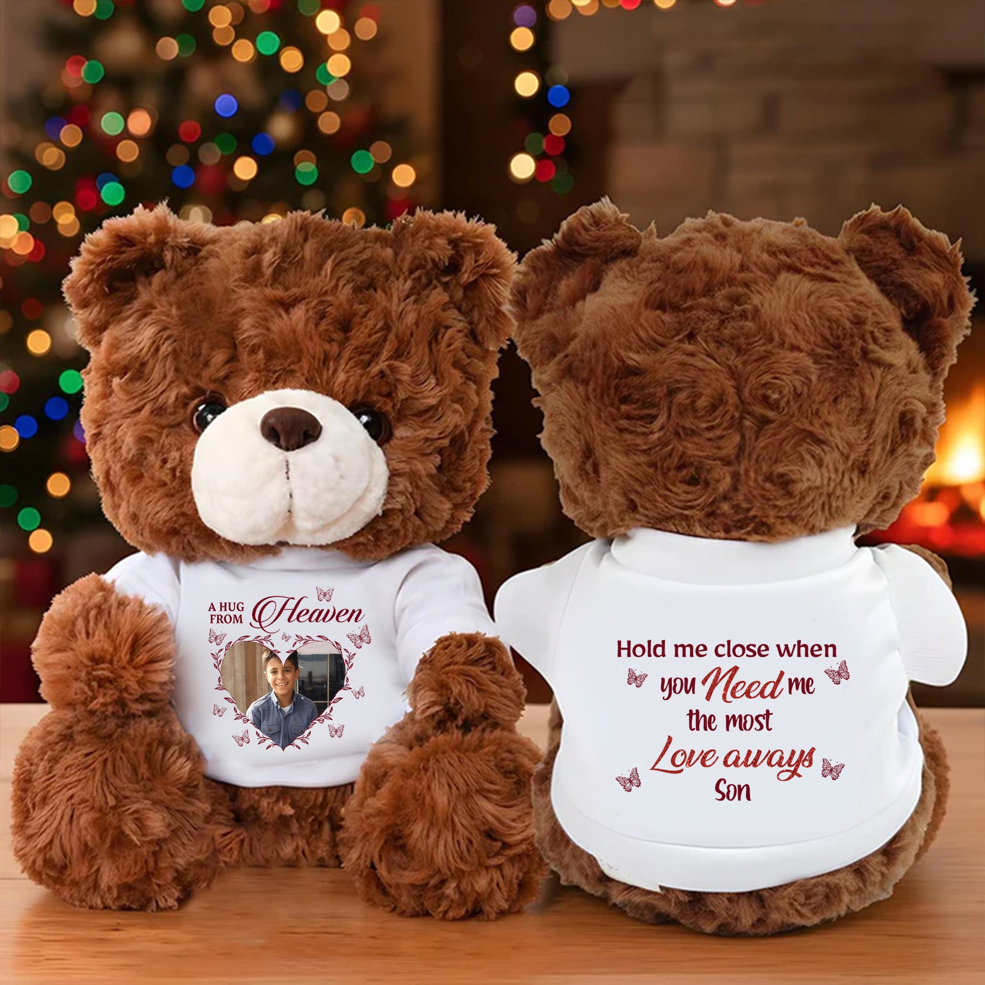 When You Miss Me Hug This Bear - Custom Name and Photo - Personalized Bear Plush