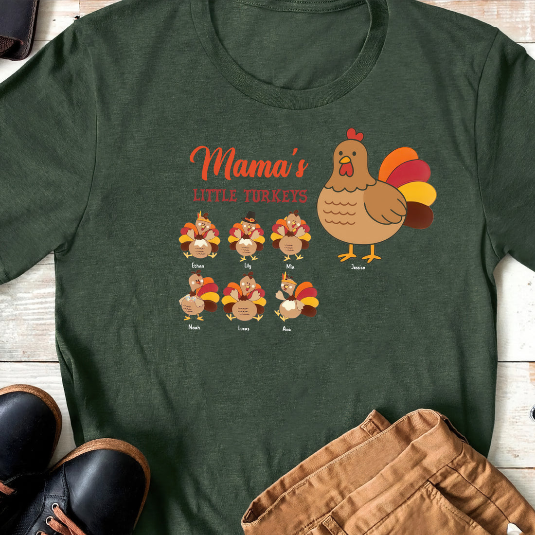 Thankful Turkeys - Custom Name Thanksgiving Shirt - Personalized Shirt Custom T-shirt