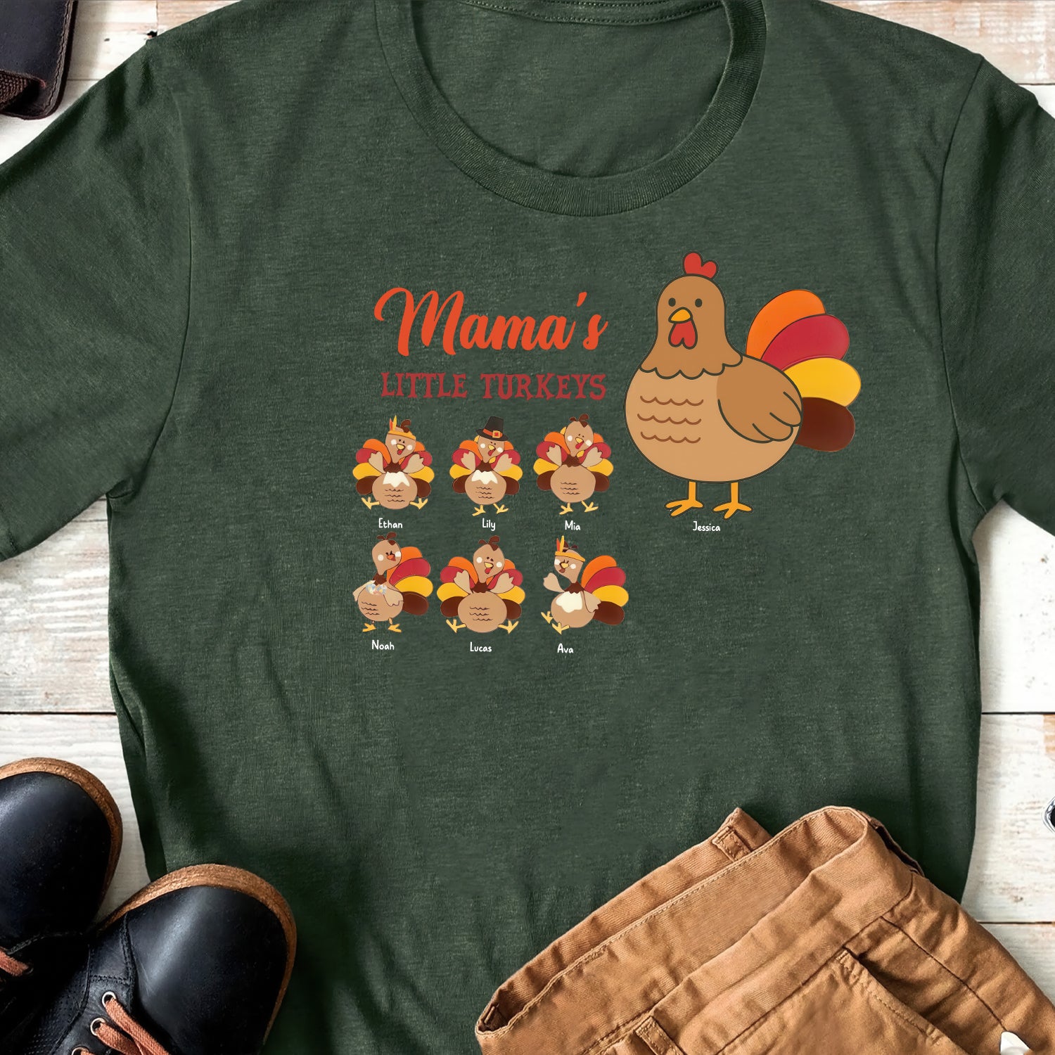 Thankful Turkeys - Custom Name Thanksgiving Shirt - Personalized Shirt Custom T-shirt
