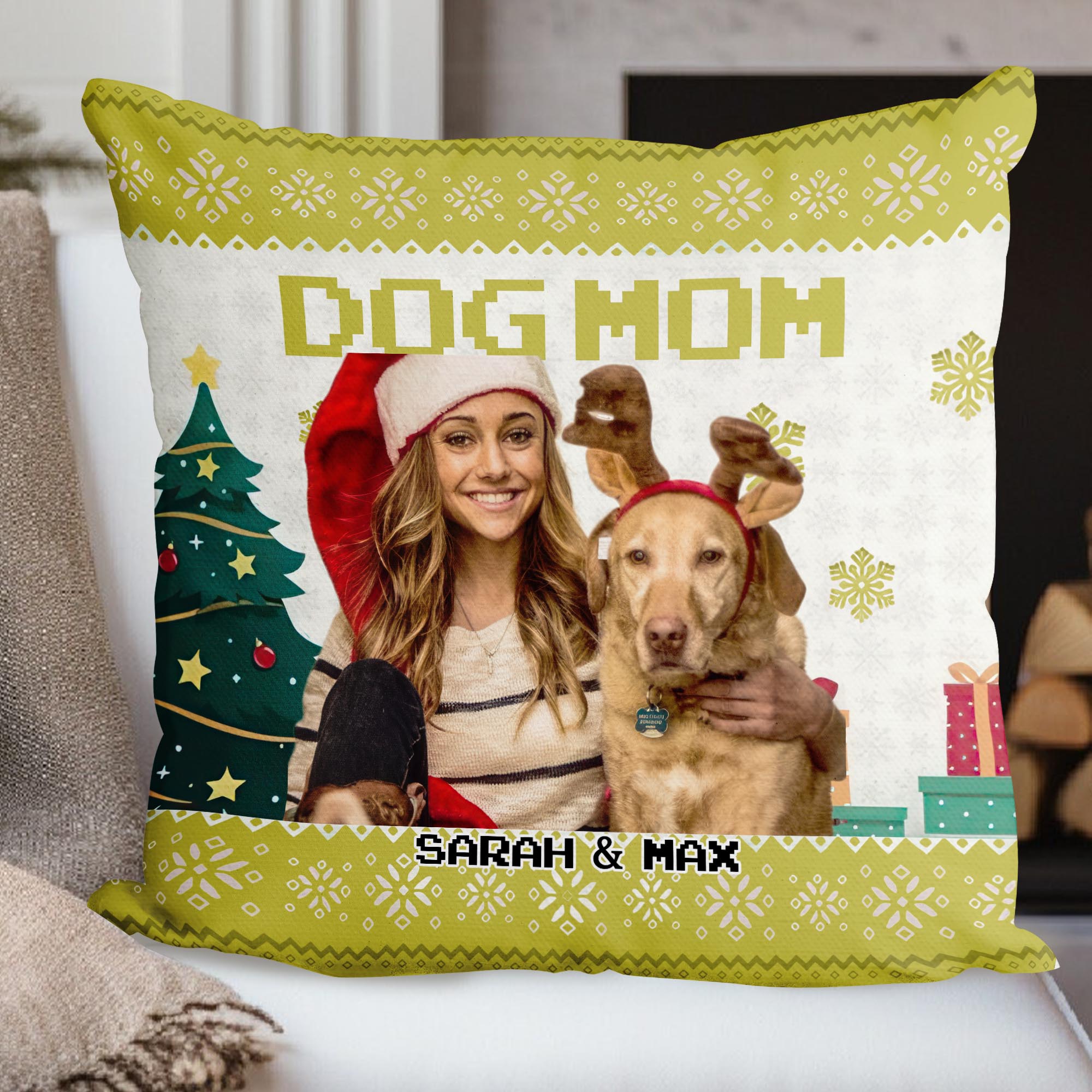 Custom Name and Photo - Dog Mom - Dog Lover Pillow - Dog Lover Gift
