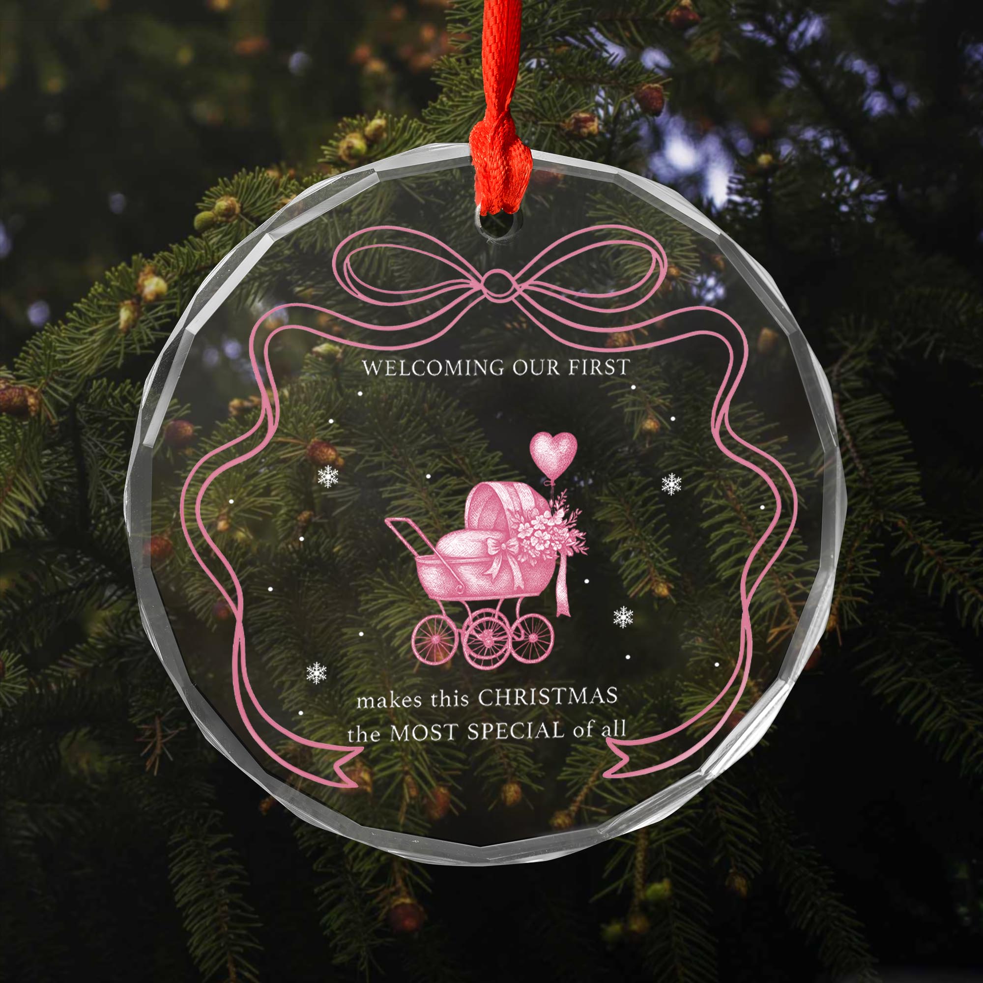 First Christmas - Custom Baby Name - Personalized Glass Ornament - Baby Shower Gift