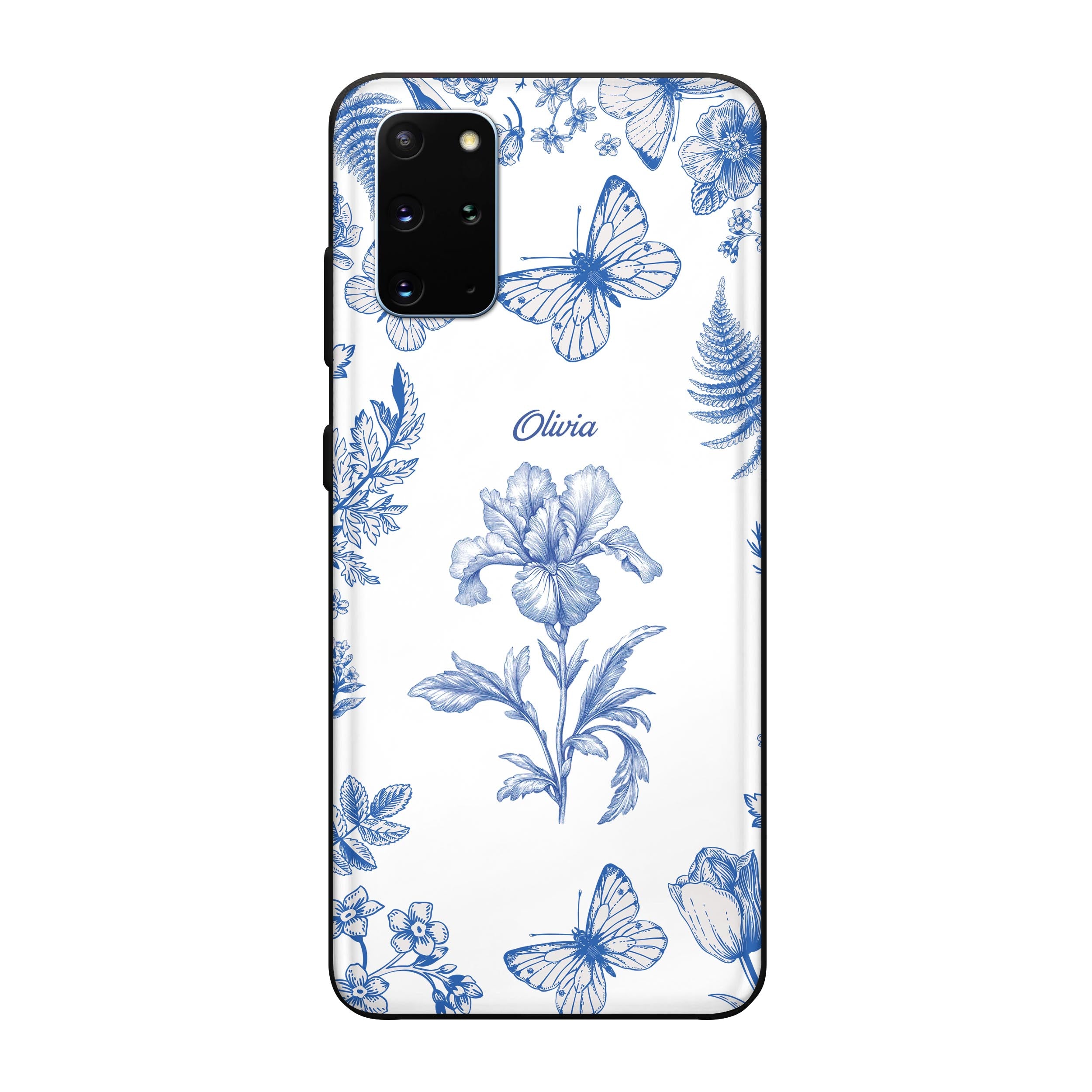 Custom Name - Personalized Black Silicone Phone Case - Floral Cute Gift for Girls