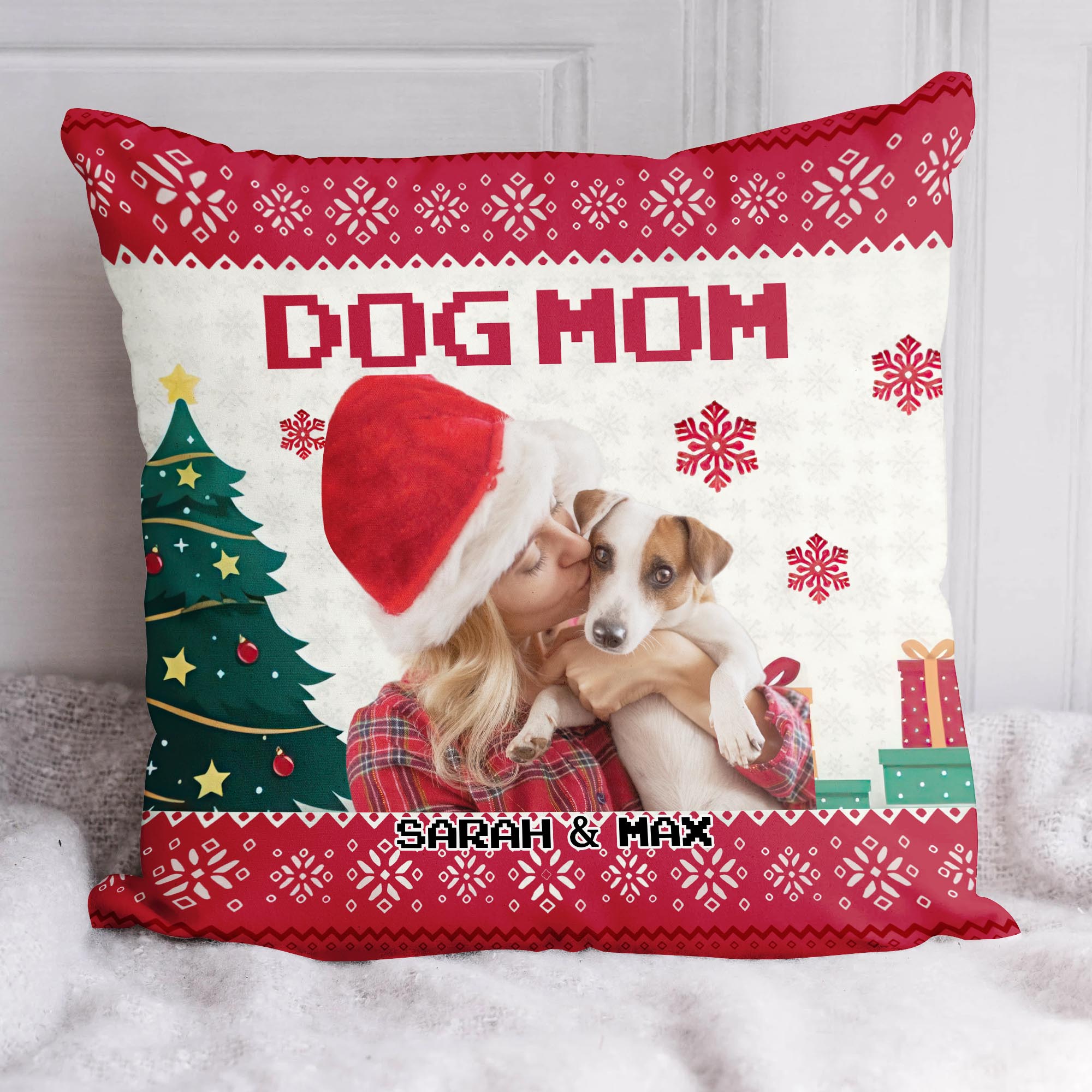 Custom Name and Photo - Dog Mom - Dog Lover Pillow - Dog Lover Gift