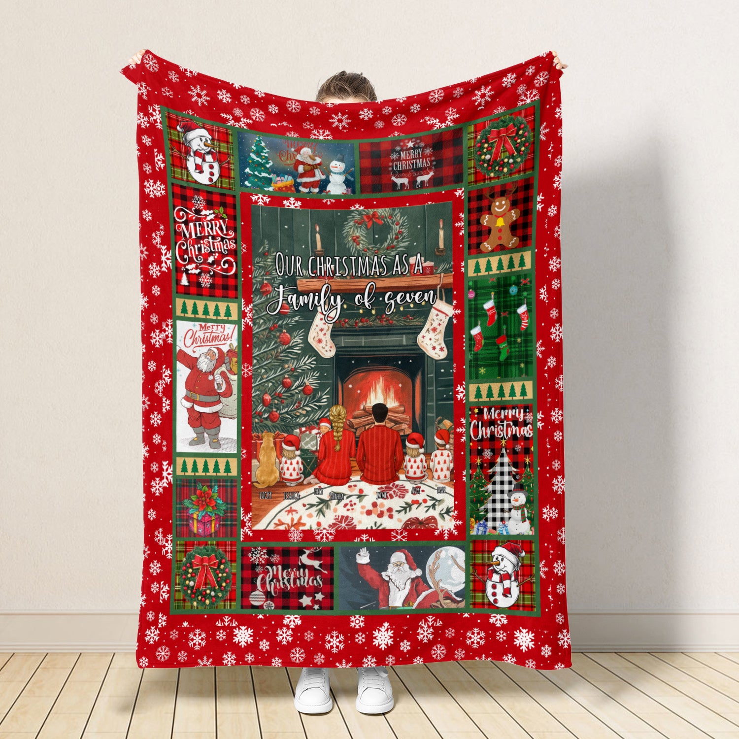 Christmas Family - Custom Name and Appearance Blanket - Christmas Gift