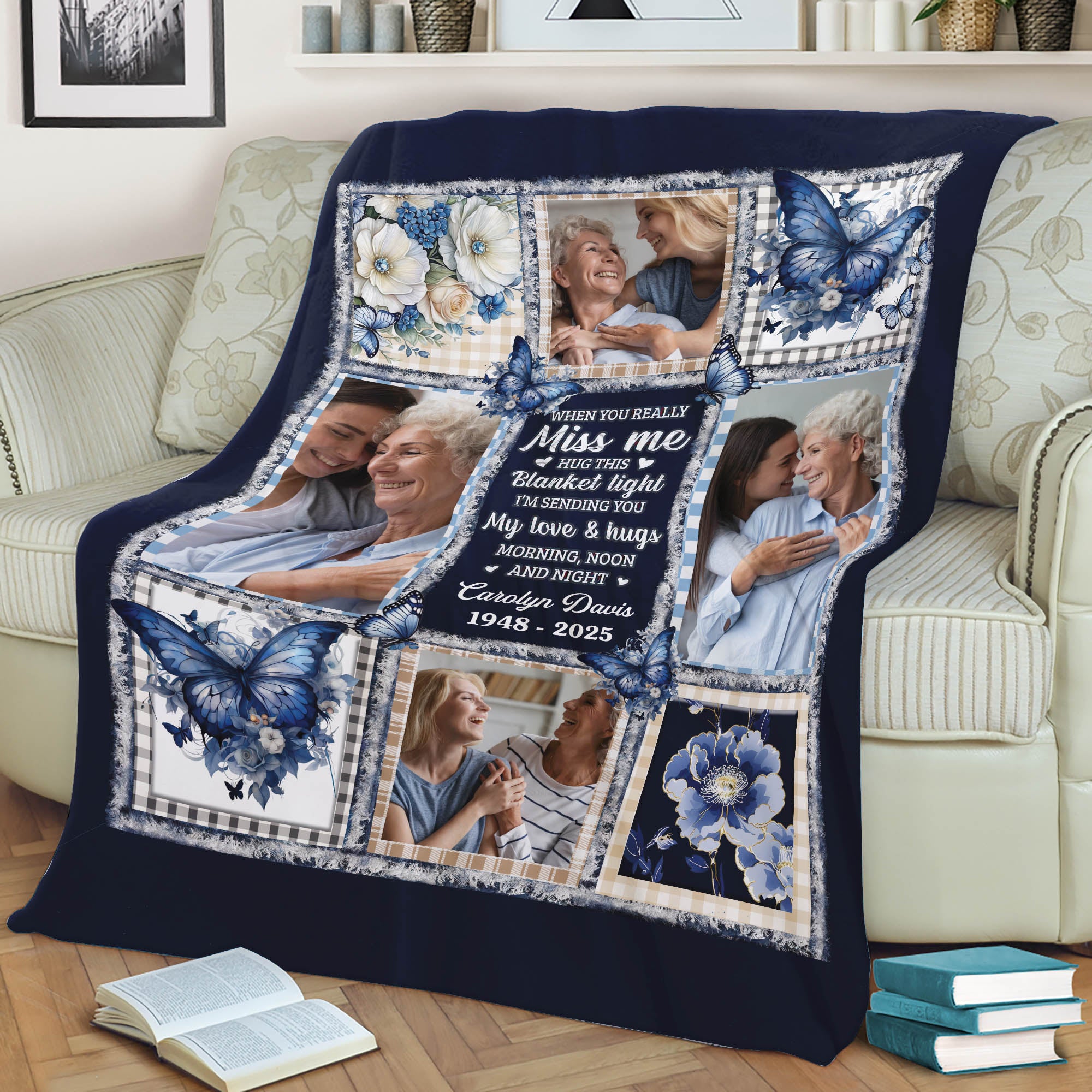 Hug This Blanket - Custom Name and Photo Memorial Blanket - Sympathy Gift