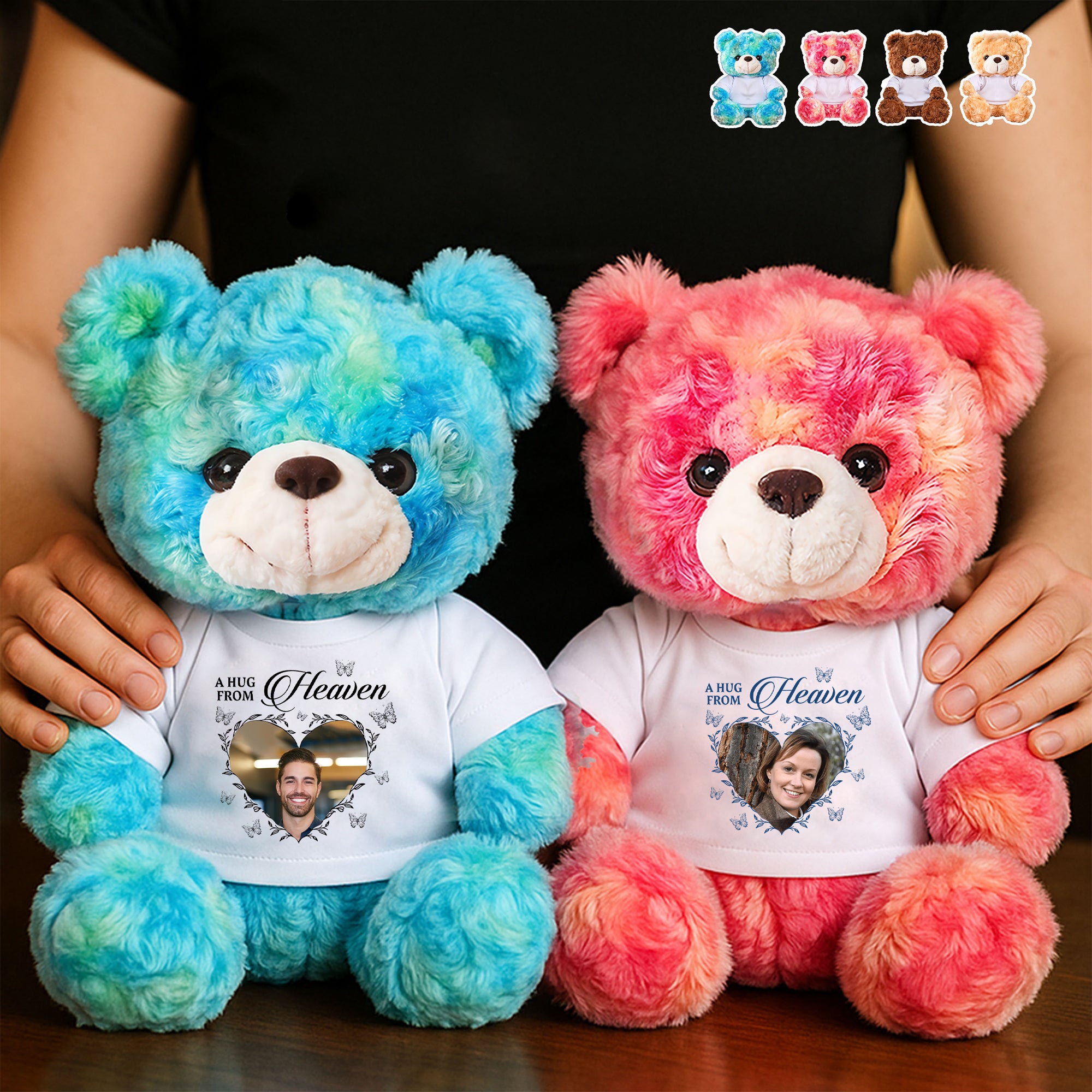 When You Miss Me Hug This Bear - Custom Name and Photo - Personalized Bear Plush