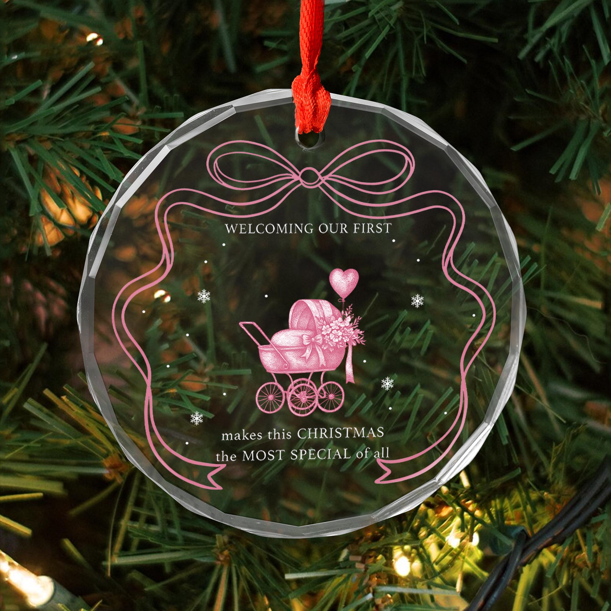 First Christmas - Custom Baby Name - Personalized Glass Ornament - Baby Shower Gift