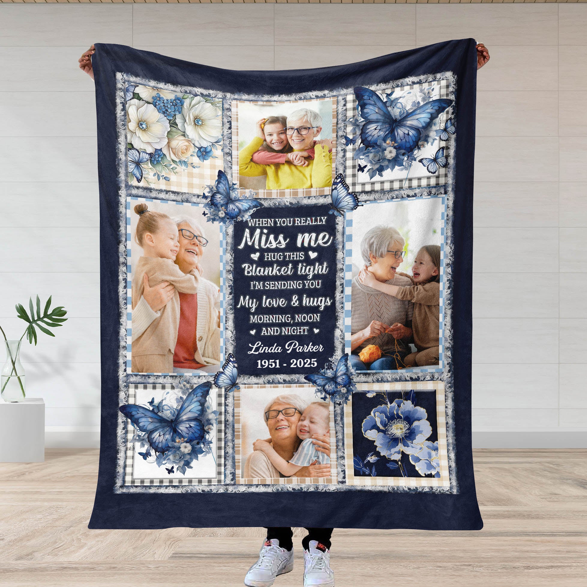 Hug This Blanket - Custom Name and Photo Memorial Blanket - Sympathy Gift