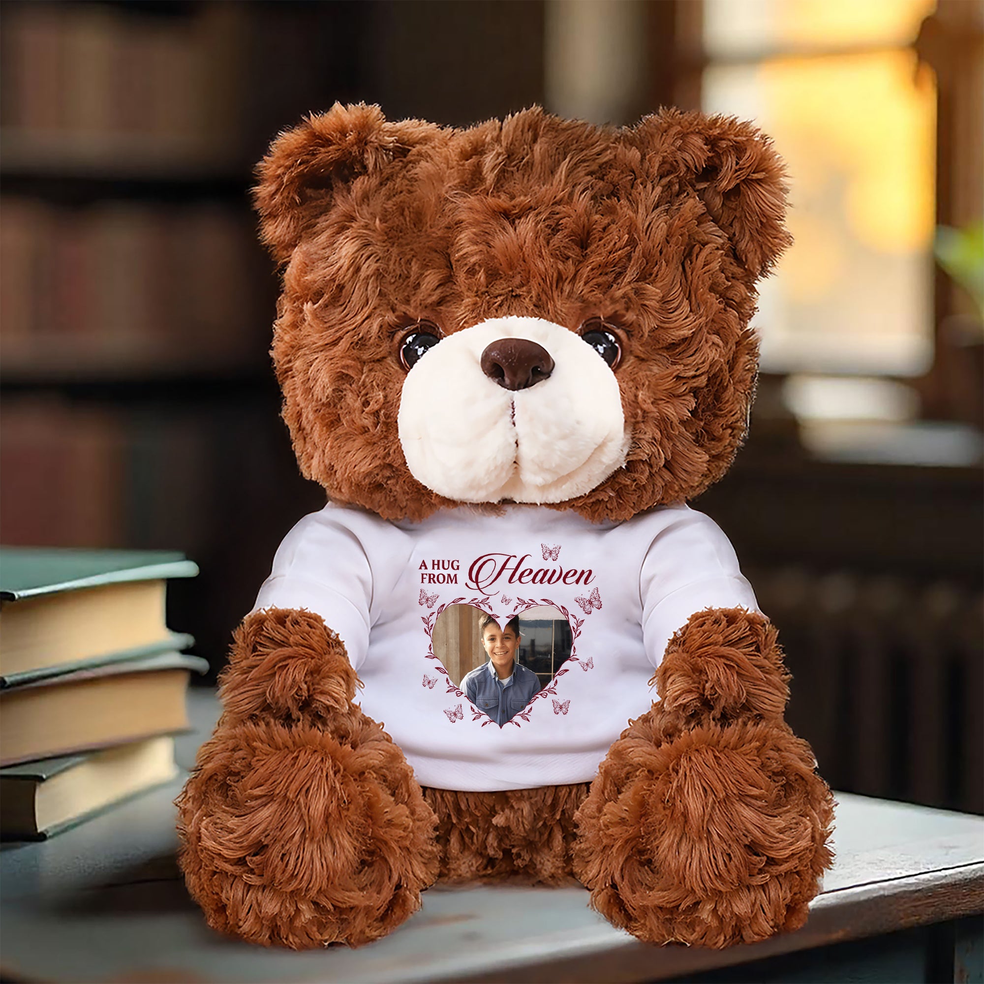 When You Miss Me Hug This Bear - Custom Name and Photo - Personalized Bear Plush