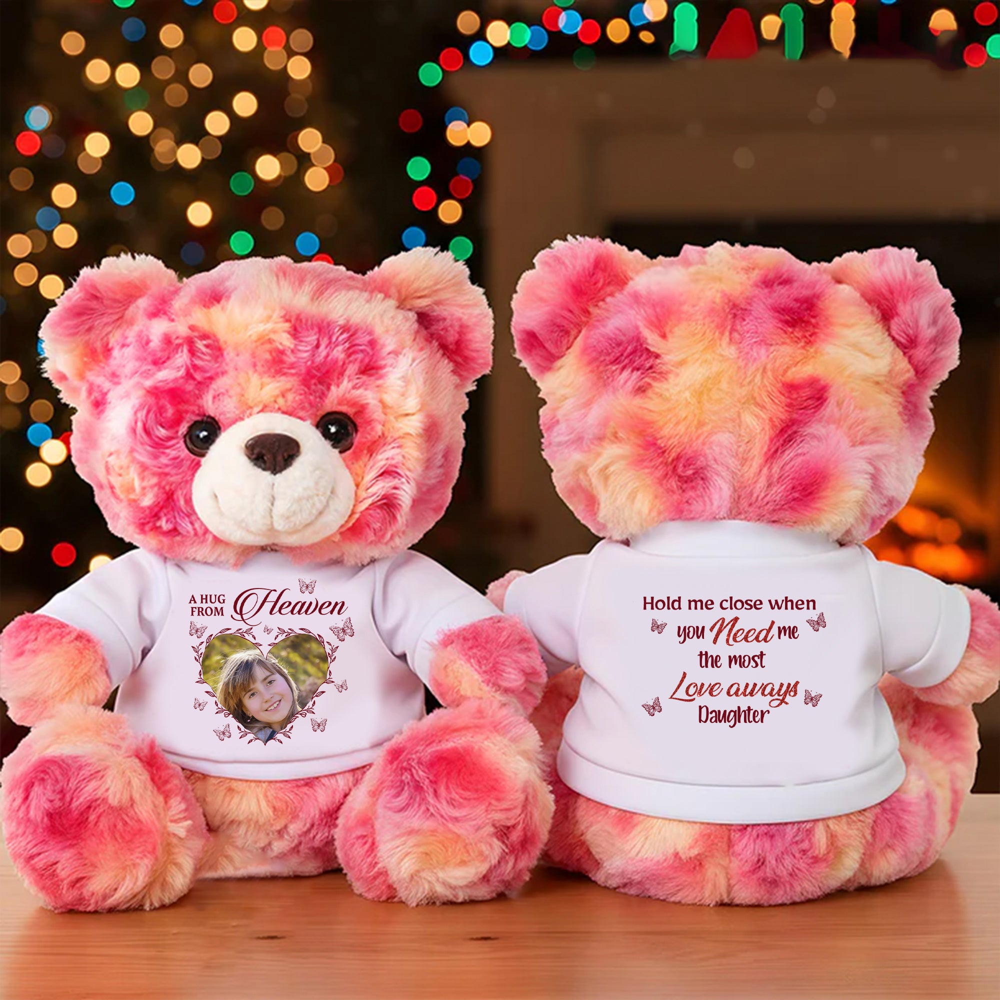 When You Miss Me Hug This Bear - Custom Name and Photo - Personalized Bear Plush