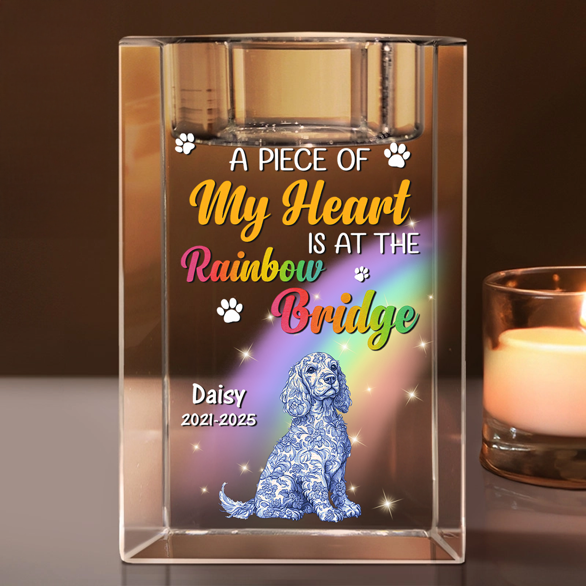 A Piece Of My Heart - Personalized Crystal Candle Holder